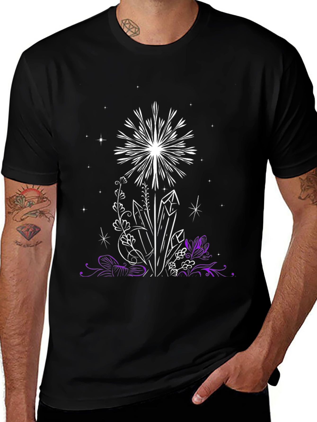 Variant 26 of Crystal & Floral Graphic Black T-Shirt