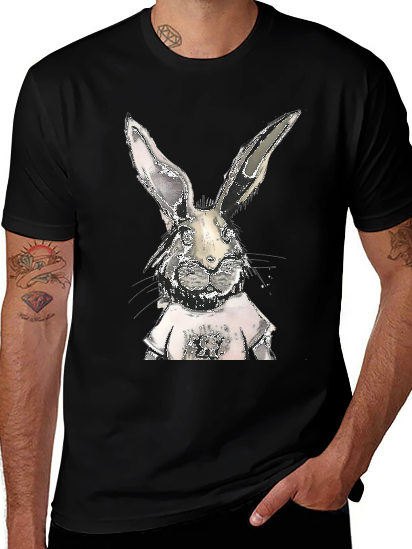Variant 14 of Cool Rabbit Graphic Tee - Black Cotton T-Shirt