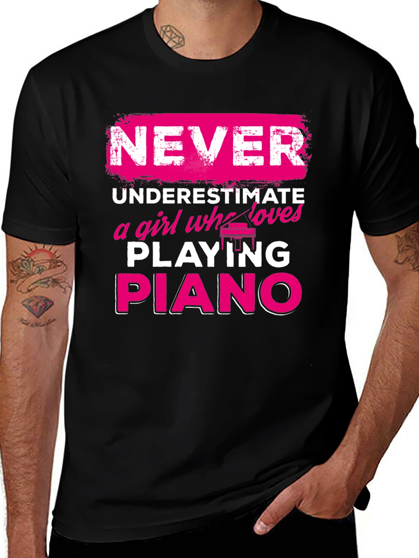 Variant 11 of Never Underestimate Piano Girl T-Shirt