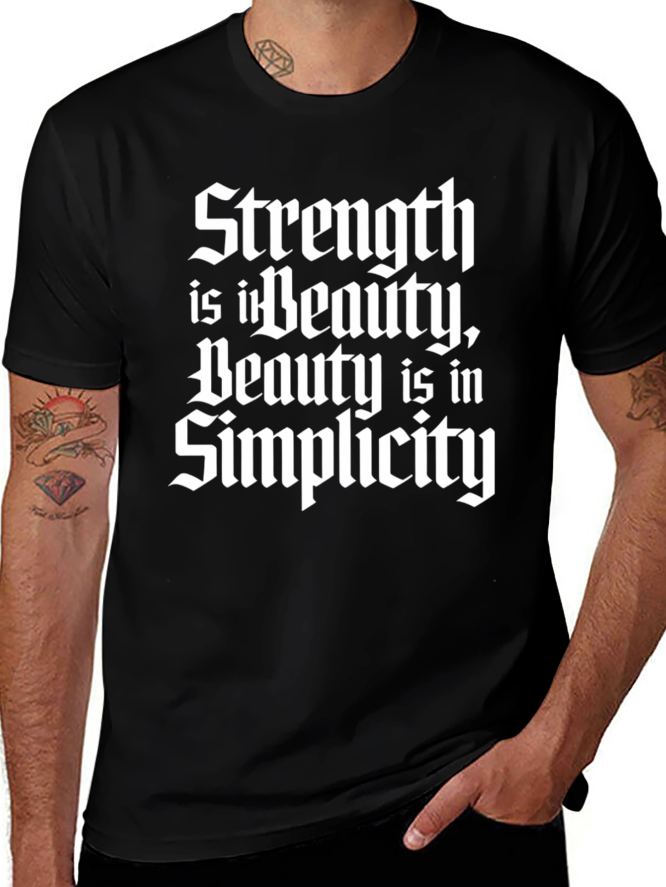 Variant 8 of Strength Beauty Simplicity Black Graphic Tee