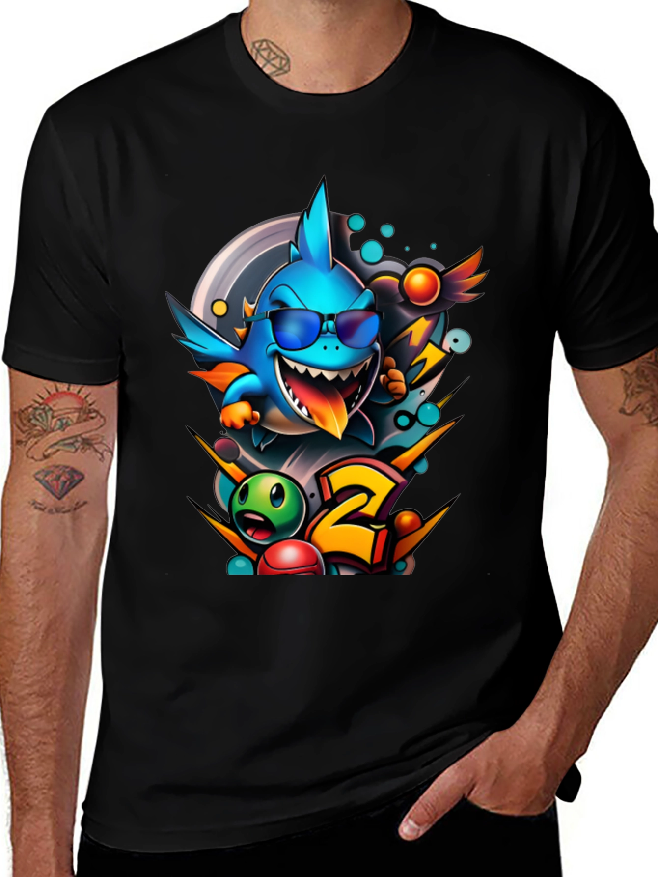 Variant 21 of Cool Shark Cartoon Graphic Print T-Shirt