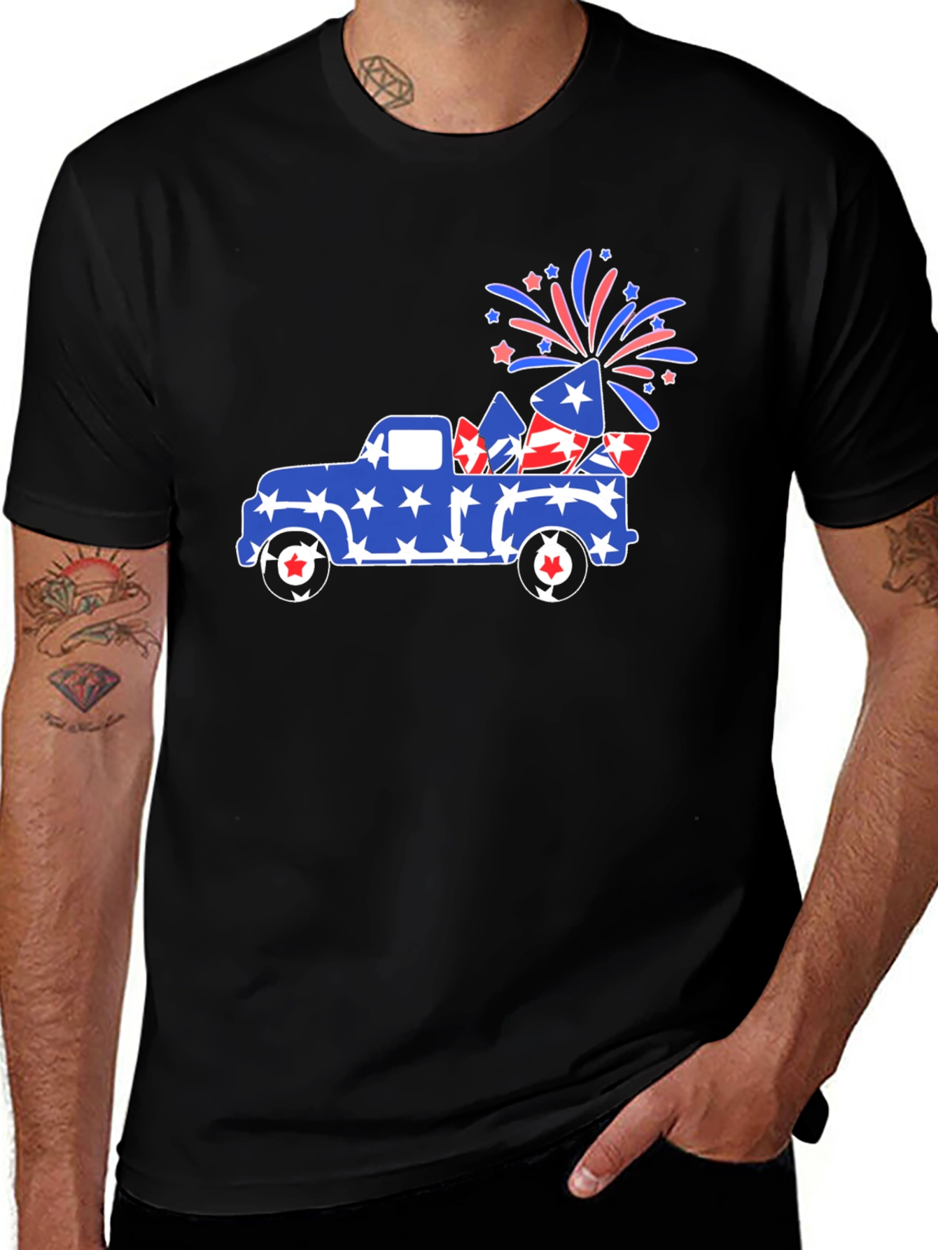Variant 27 of Patriotic Truck Fireworks Graphic Tee