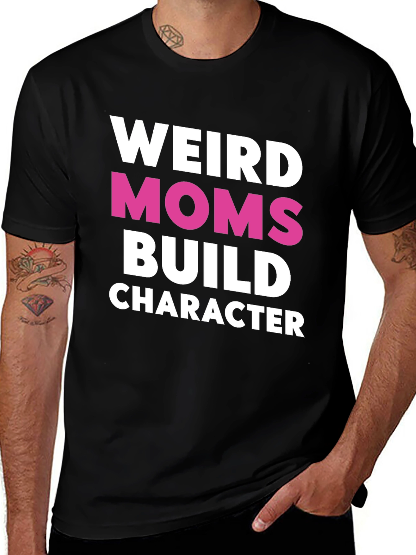 Variant 2 of Weird Moms Build Character Black Graphic T-Shirt
