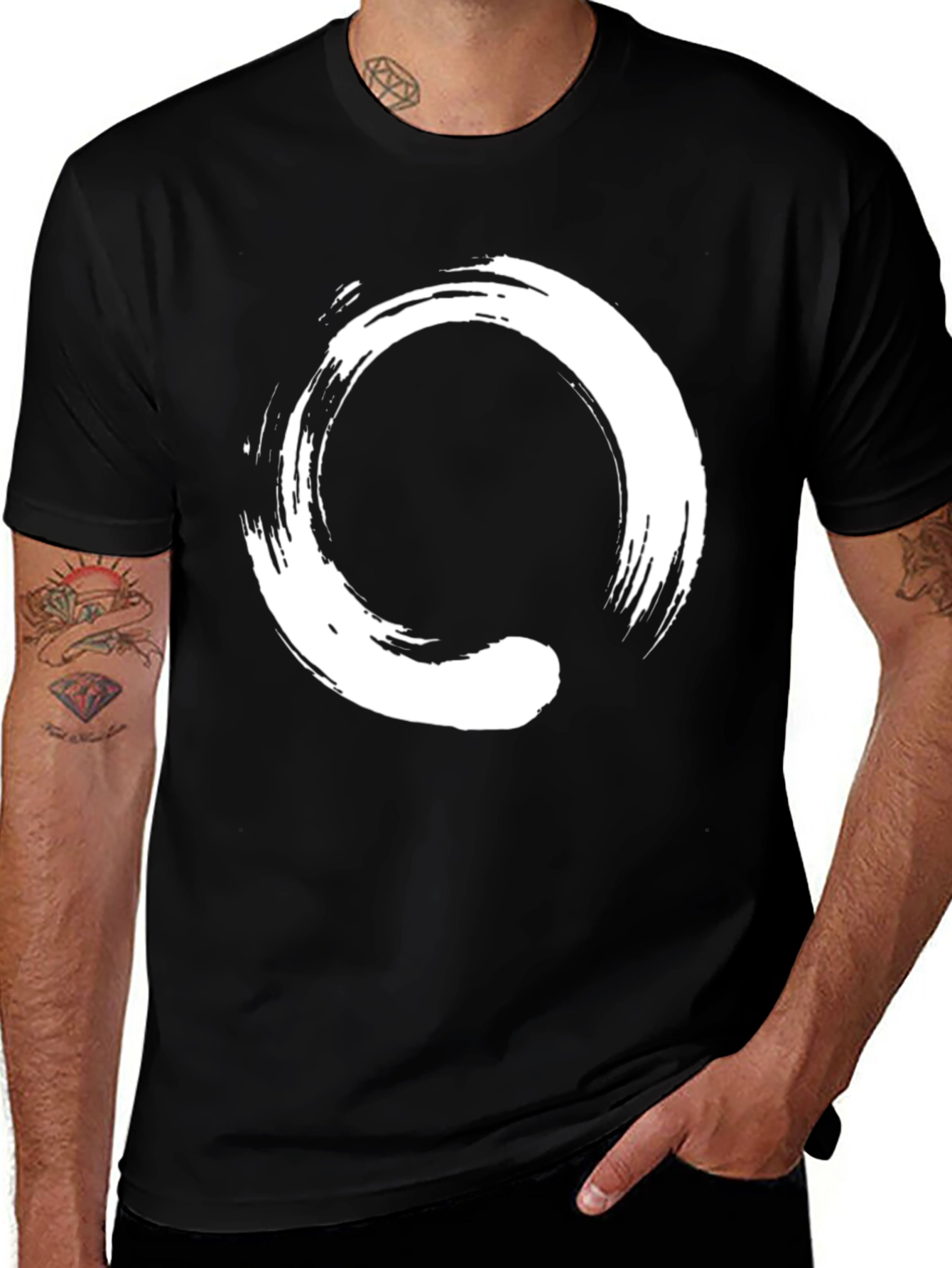 Variant 8 of Zen Circle Black T-Shirt - Enso Symbol