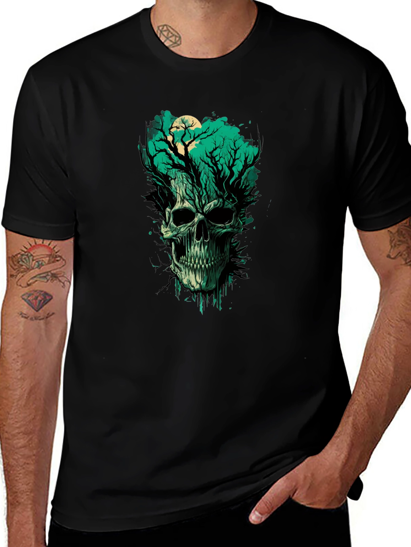 Variant 10 of Skull Tree Graphic Tee - Dark Nature Design T-Shirt