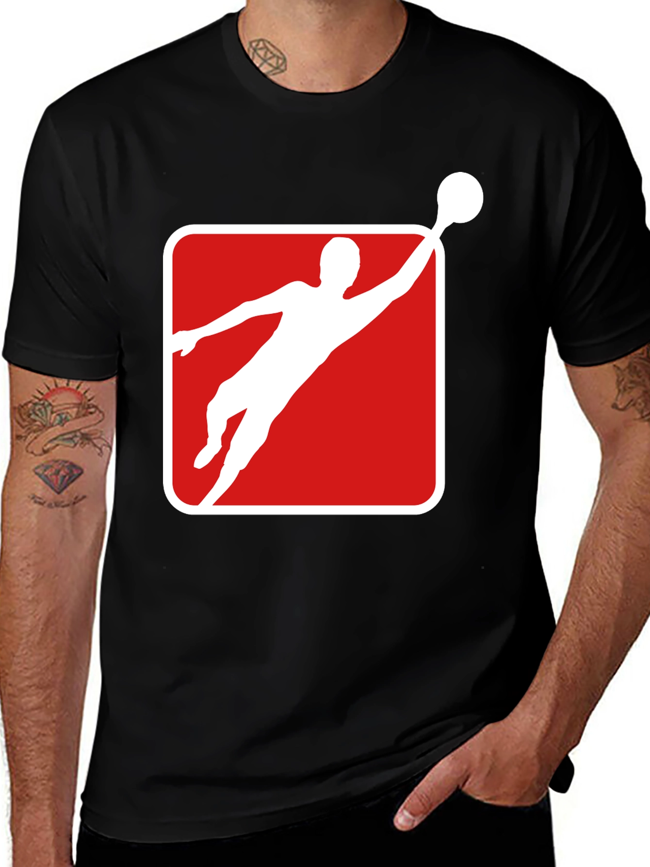 Variant 25 of Athlete Graphic Tee - Black Cotton Blend T-Shirt