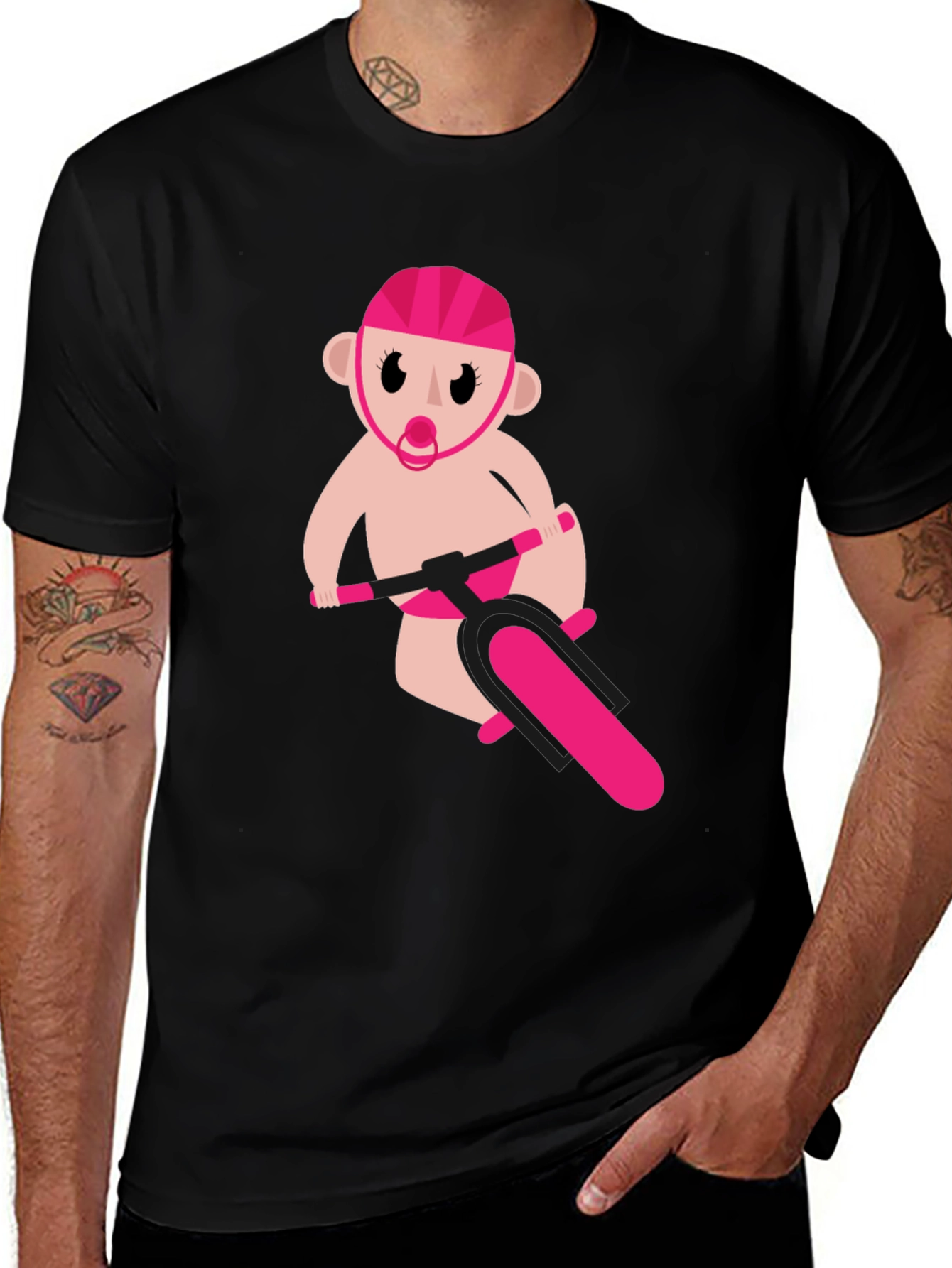 Variant 14 of Funny Baby on Bike Black T-Shirt