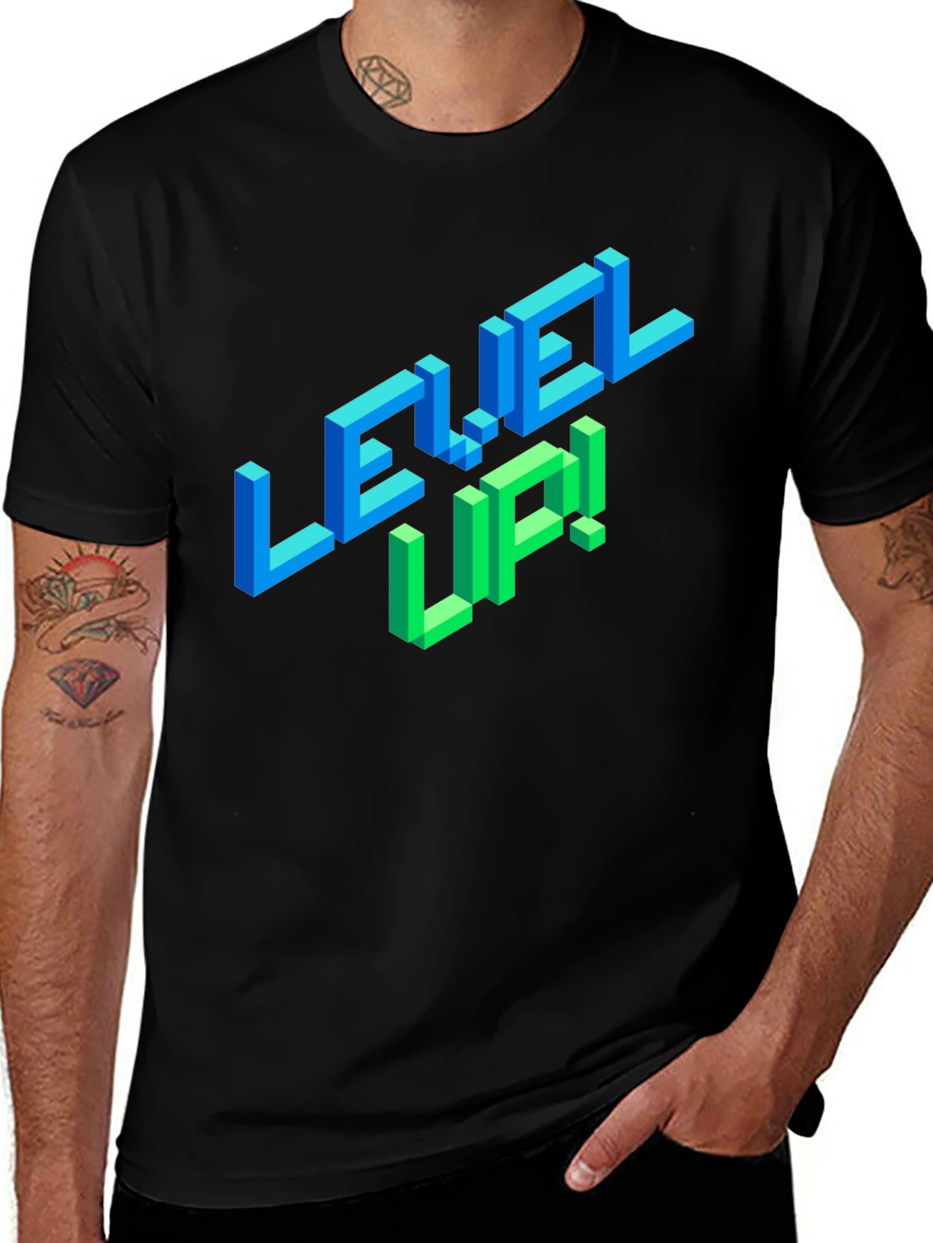 Variant 11 of Level Up Black Graphic Tee for Gamers