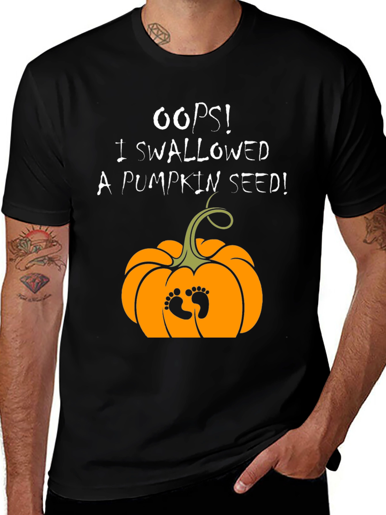 Variant 14 of Oops! Pumpkin Seed Pregnancy Announcement T-Shirt