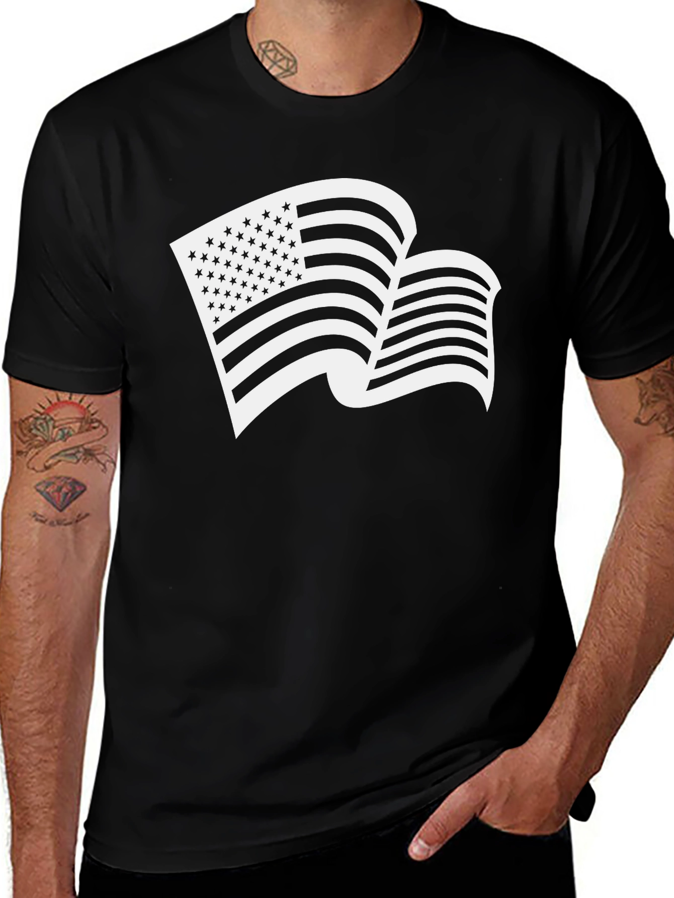 Variant 11 of American Flag Graphic Tee - Black Patriotic T-Shirt