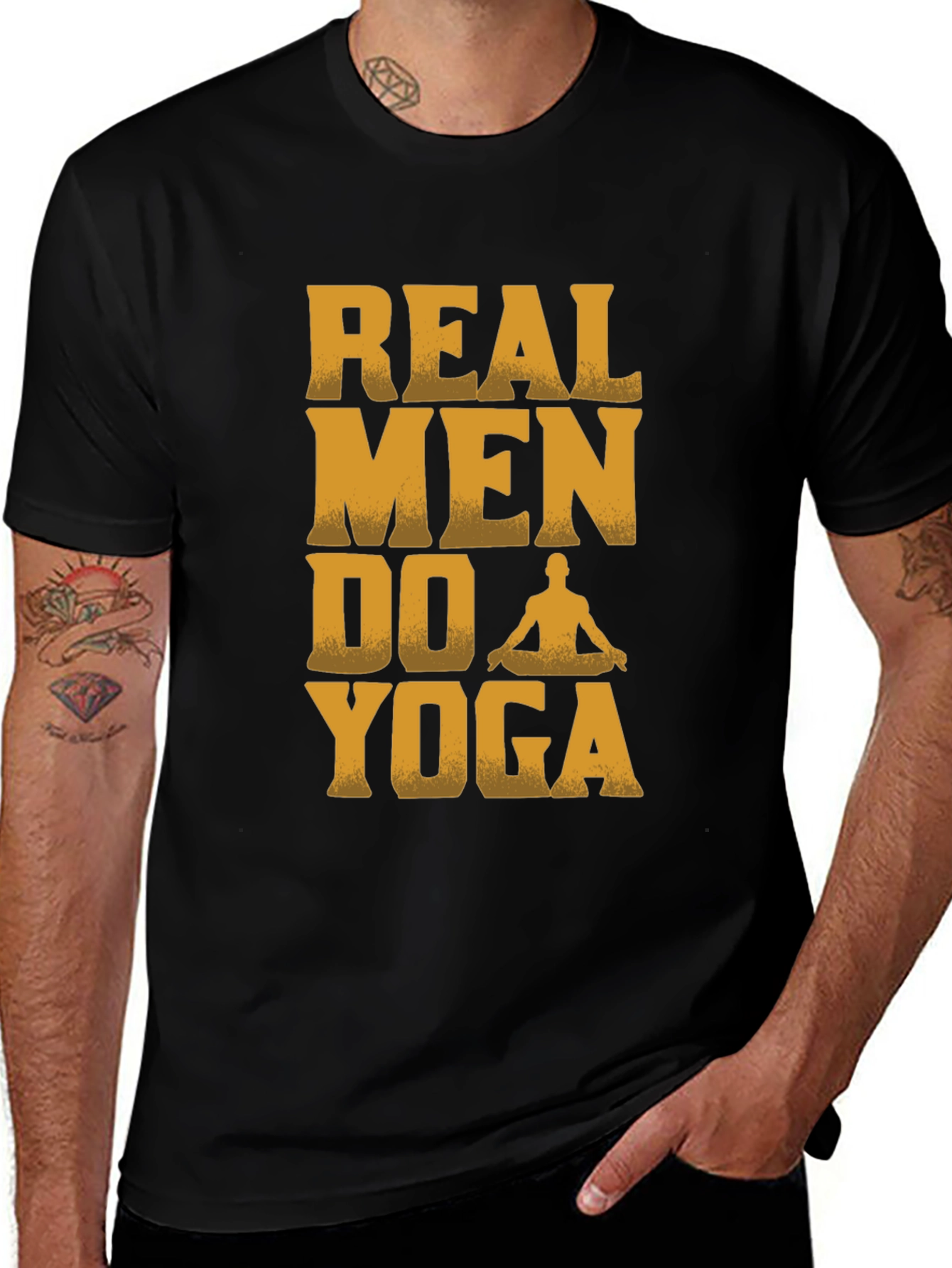 Variant 20 of Real Men Do Yoga Graphic Tee - Unisex Black T-Shirt