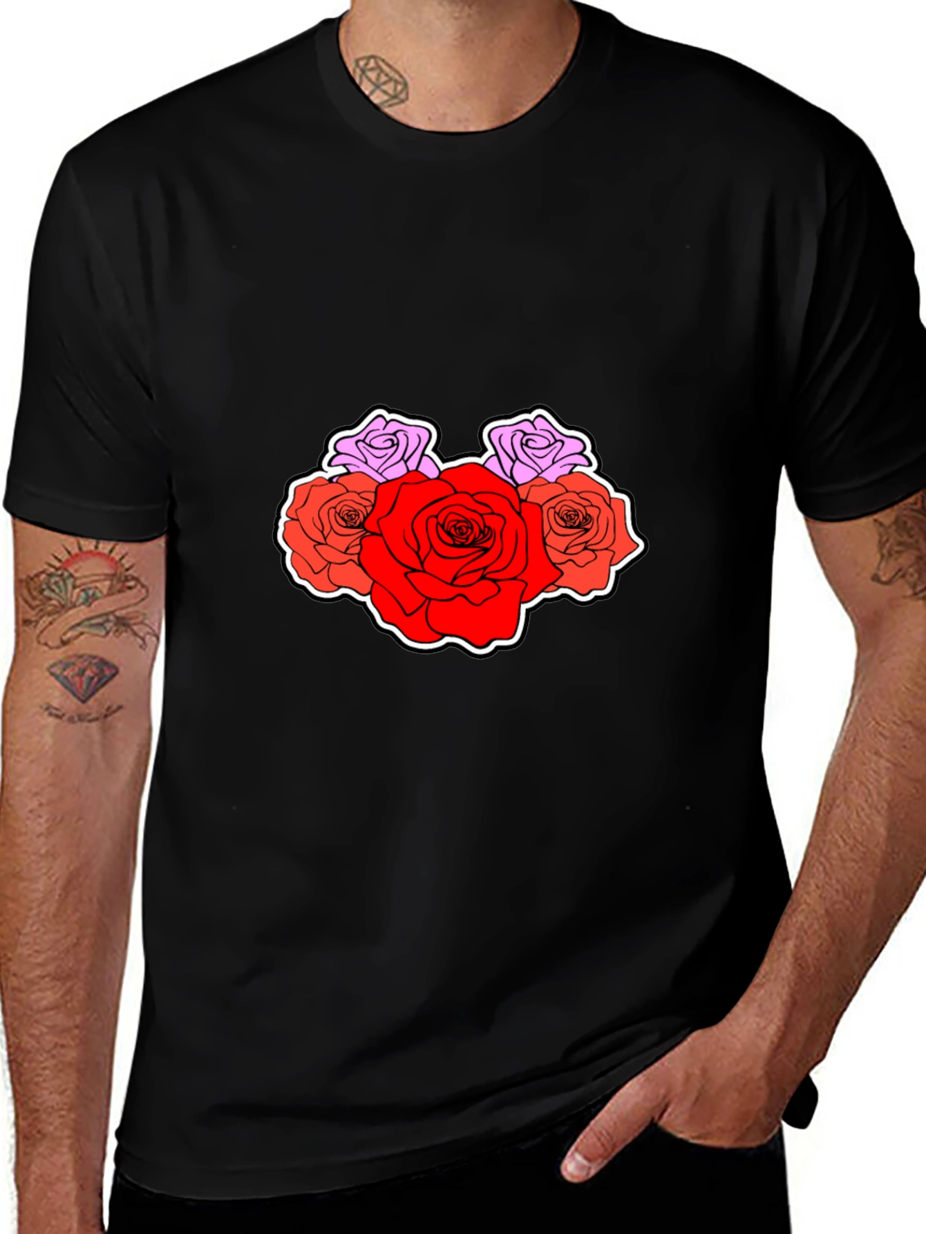 Variant 2 of Floral Graphic Tee - Stylish Rose Design