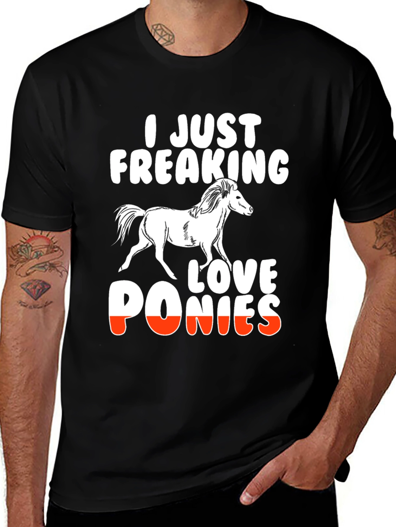 Variant 7 of I Just Freaking Love Ponies Black T-Shirt