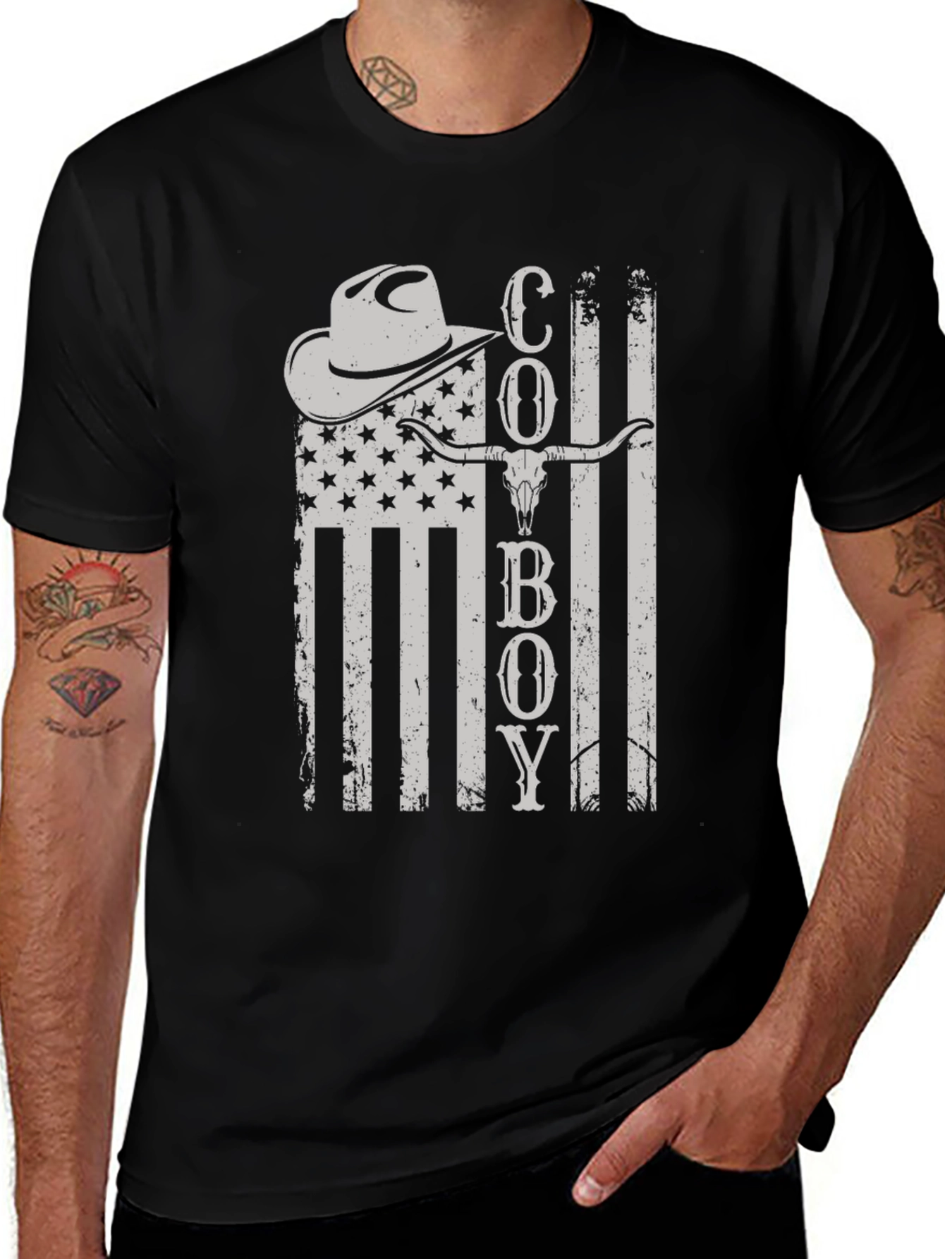 Variant 24 of Cowboy American Flag Graphic Tee