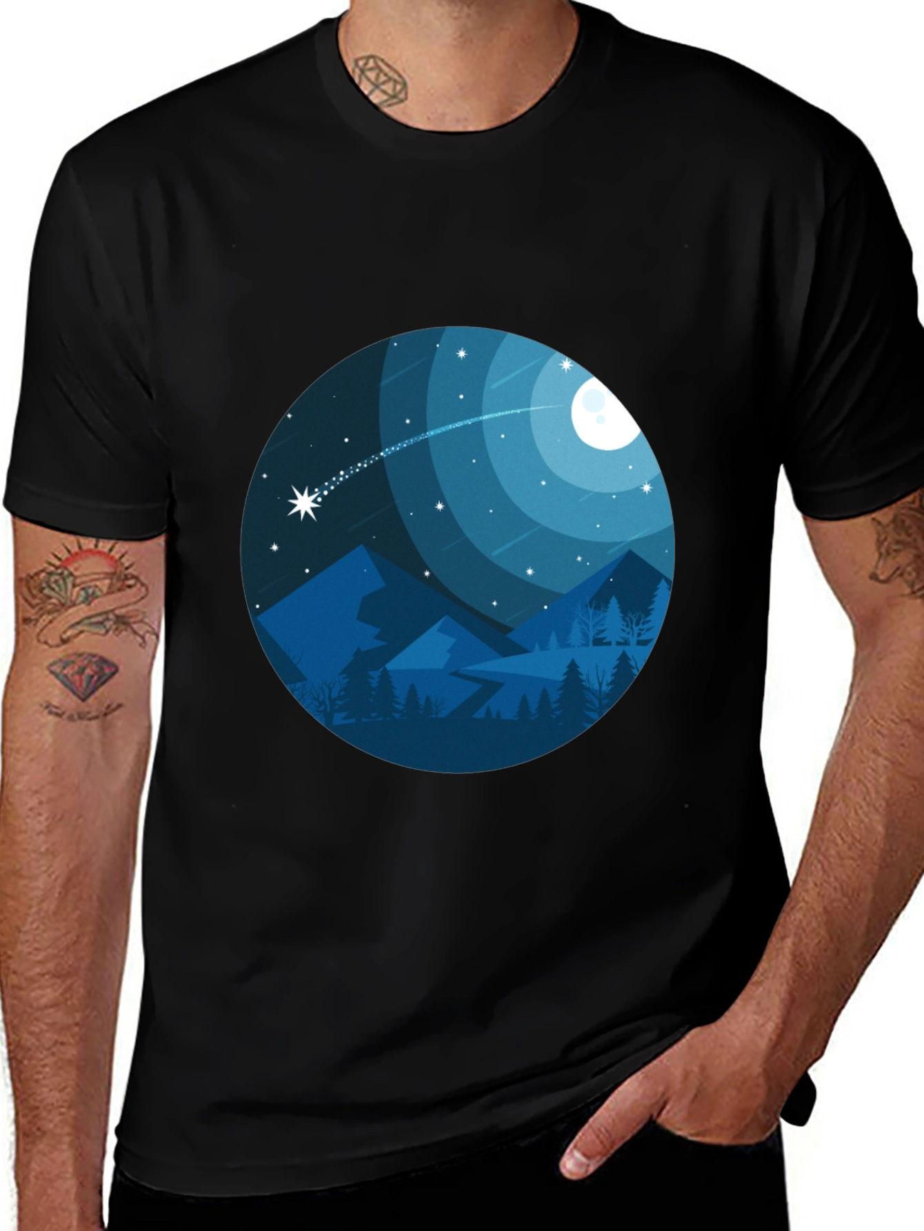 Variant 15 of Night Sky Mountain Scene T-Shirt