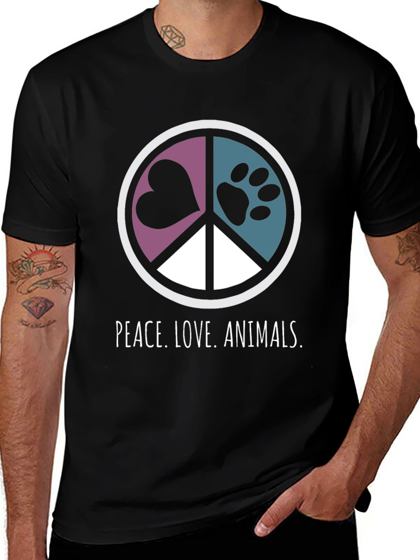 Variant 17 of Peace Love Animals Graphic T-Shirt