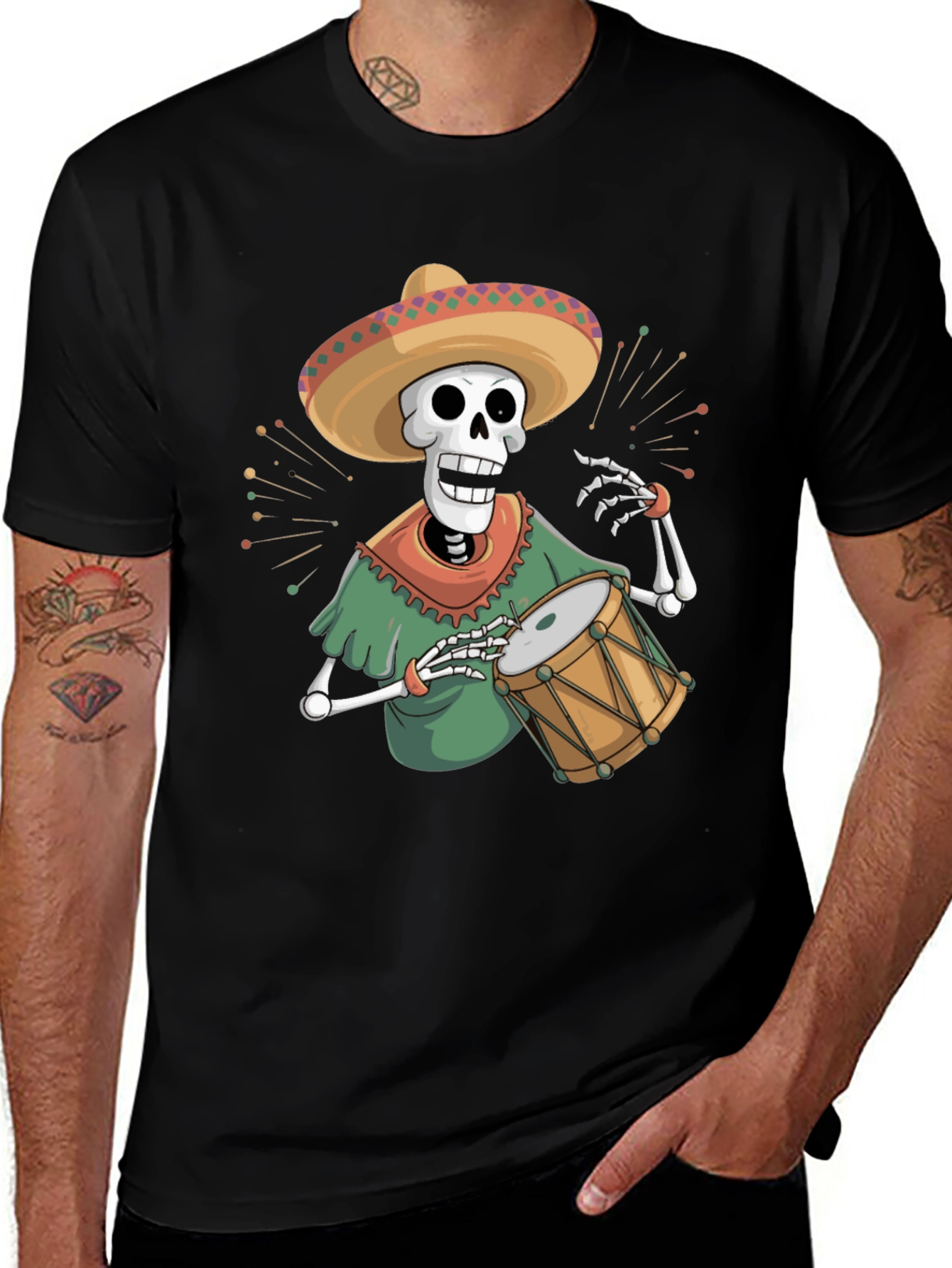 Variant 6 of Skeleton Drummer T-Shirt - Day of the Dead Fiesta Tee
