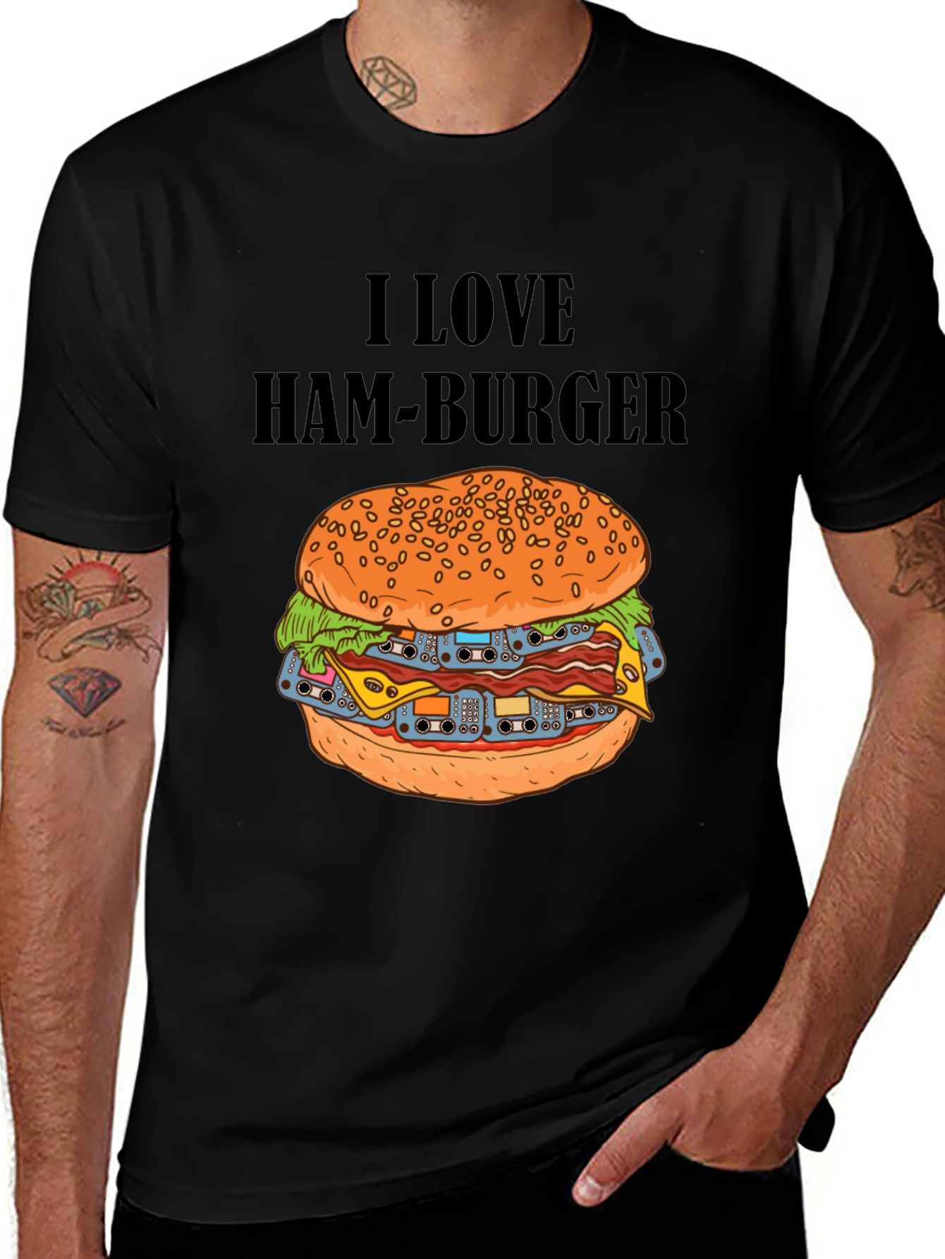 Variant 28 of I Love Ham-Burger T-Shirt