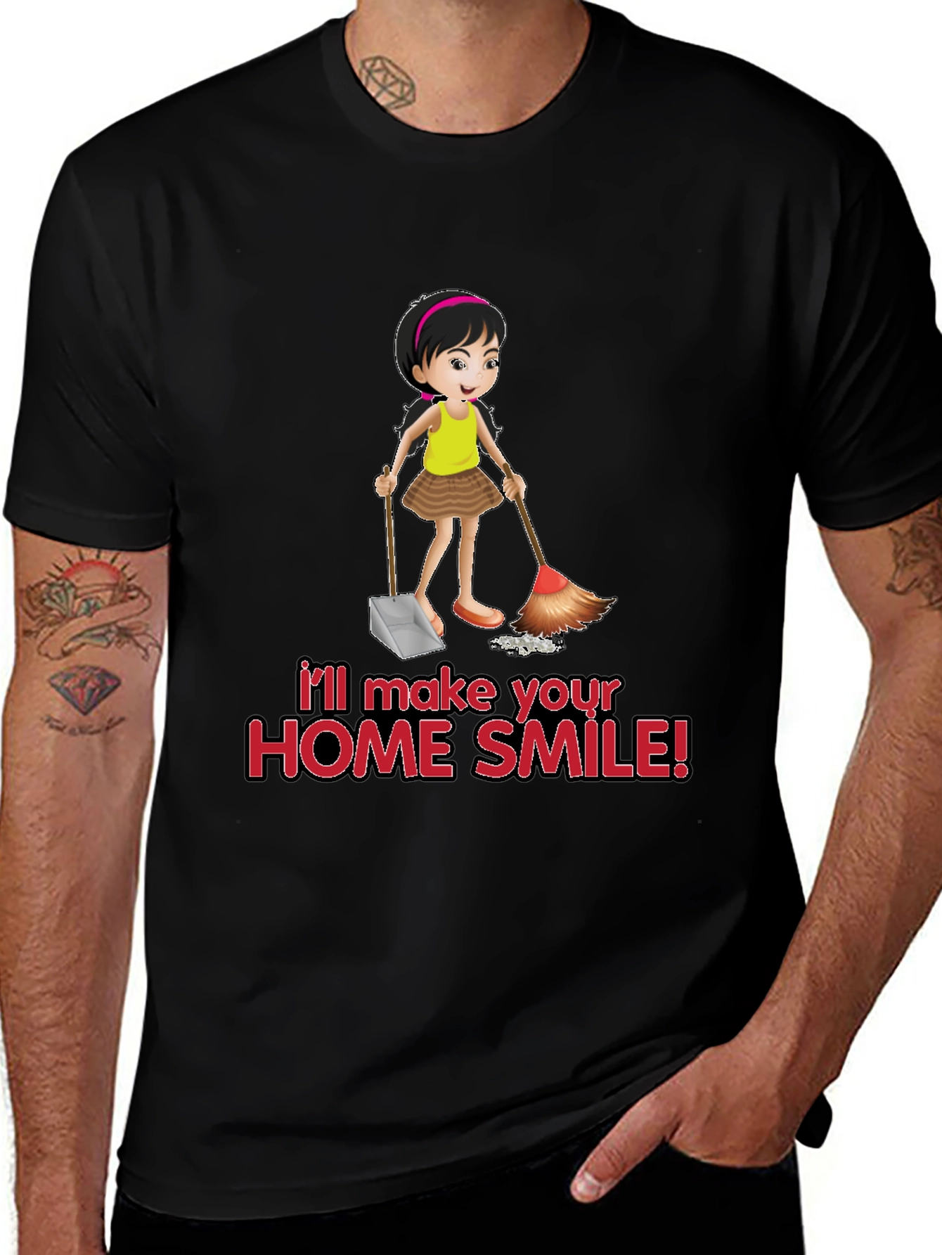 Cute Cleaning Girl Graphic T-Shirt