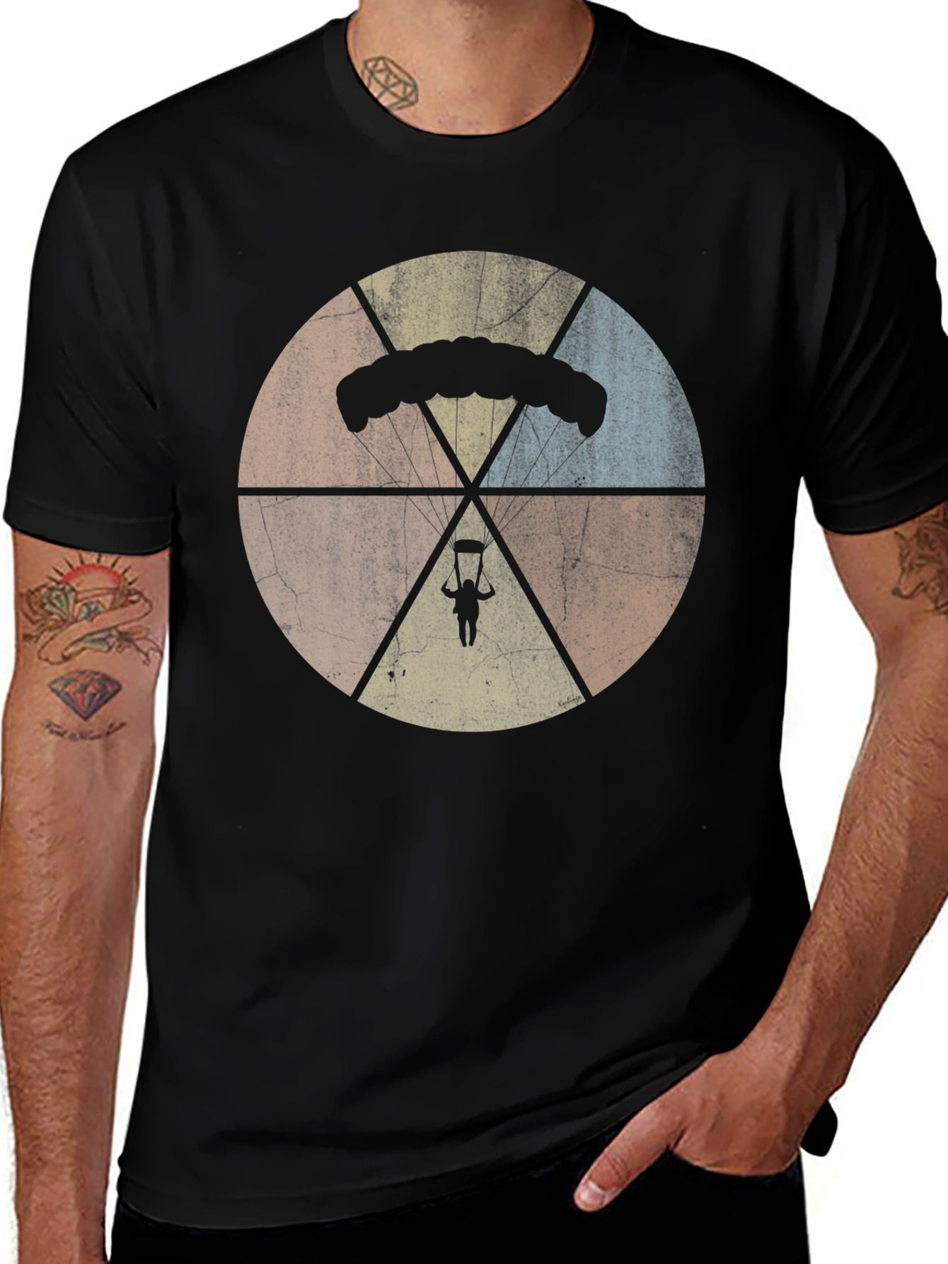 Variant 6 of Vintage Style Parachute T-Shirt - Skydiving Design