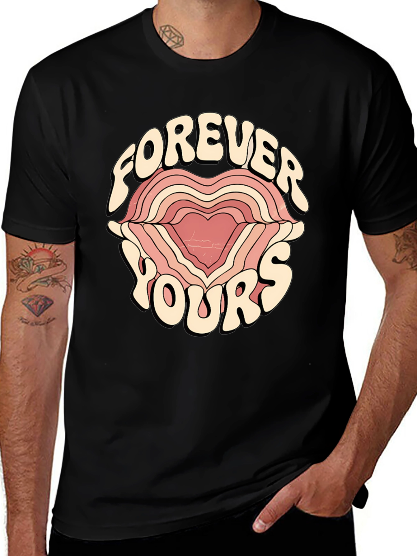 Variant 9 of Forever Yours Graphic Tee - Retro Heart Design