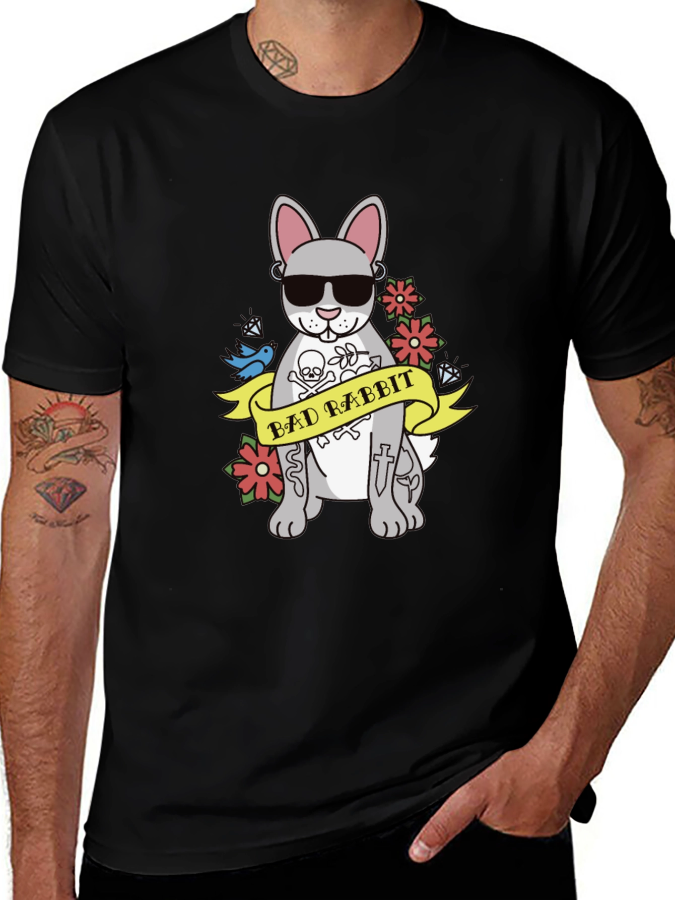 Variant 27 of Bad Rabbit Graphic Tee - Men's Black T-Shirt