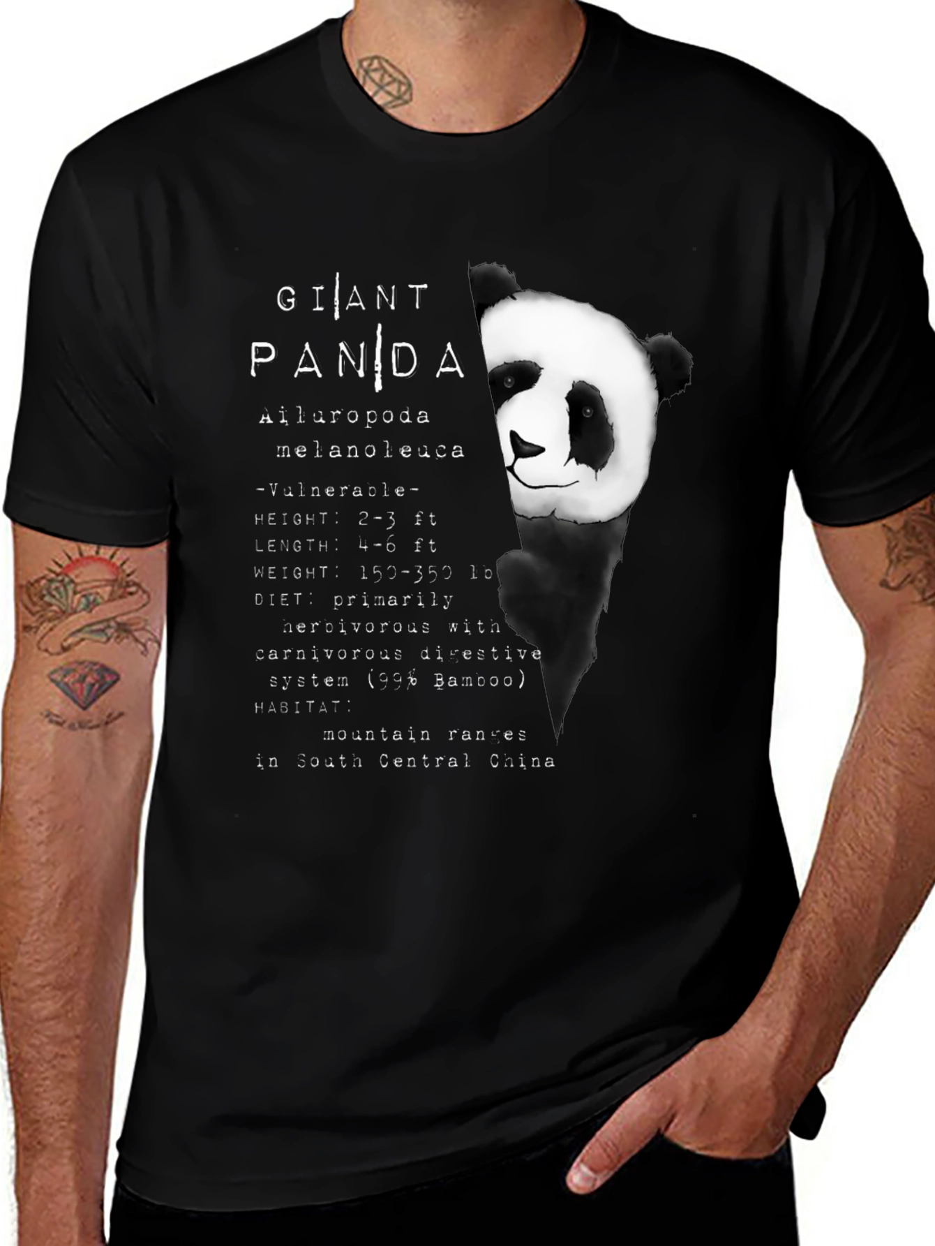 Variant 26 of Giant Panda Graphic Print Black T-Shirt