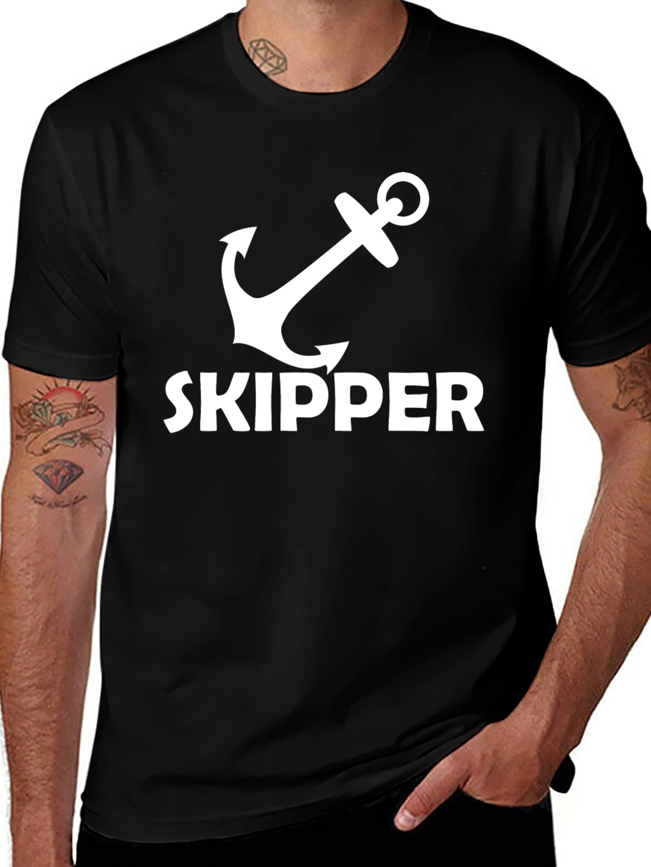 Variant 27 of Skipper Anchor Graphic Tee - Nautical Black T-Shirt