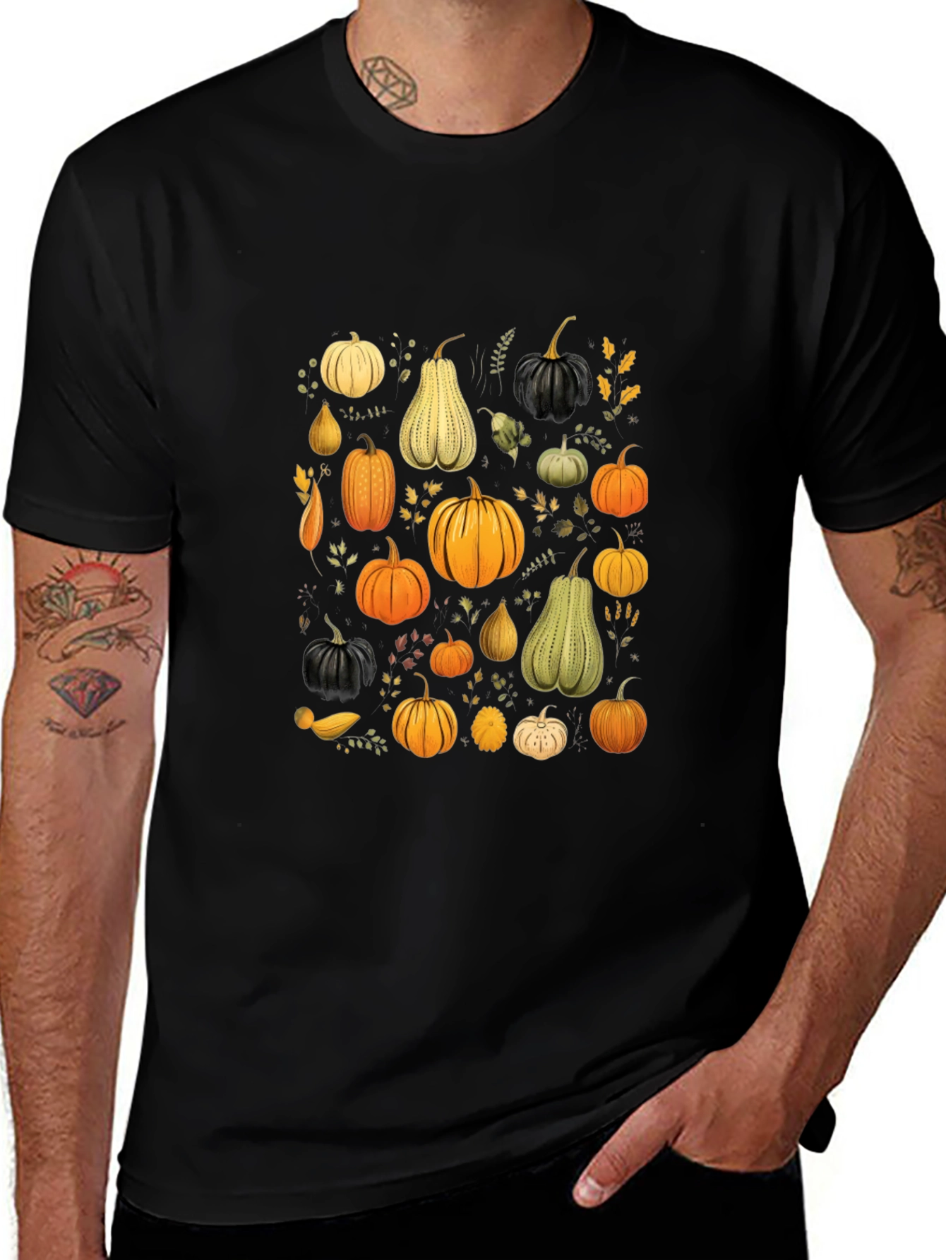 Black Pumpkin Patch Graphic Tee - Stylish Fall Apparel main image