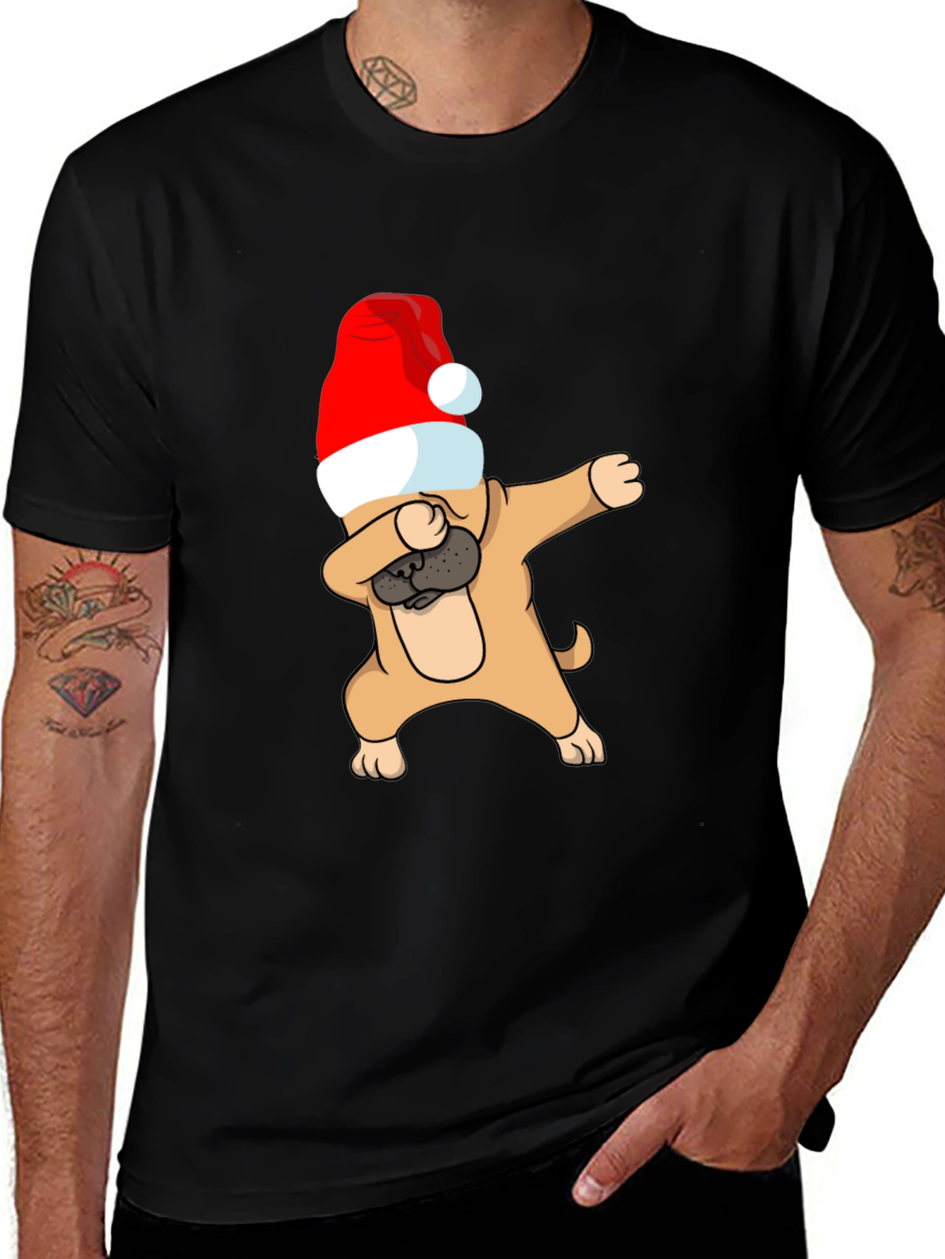 Variant 5 of Festive Pug Dabbing T-Shirt