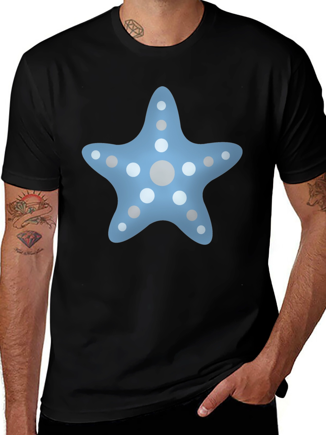 Variant 4 of Starfish Graphic Tee - Black Cotton Blend