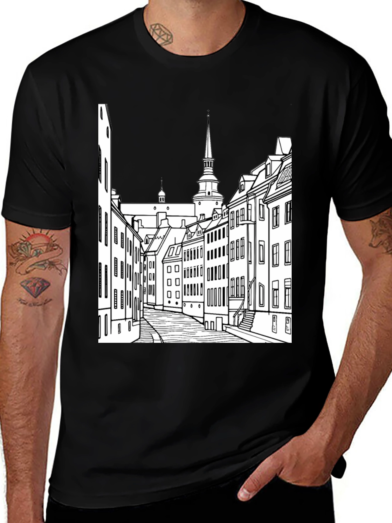 Black Urban Sketch Black Tee main image