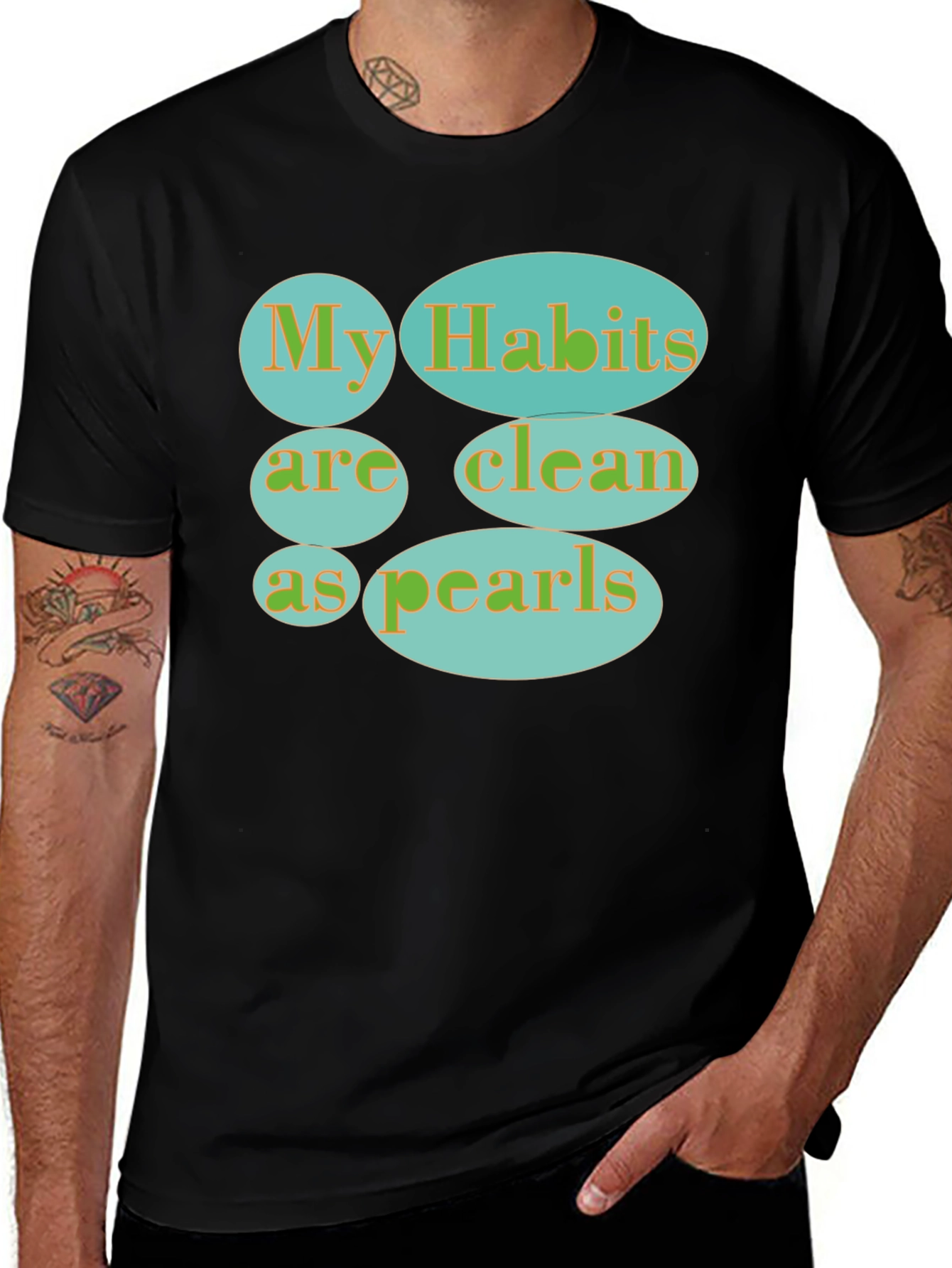 Variant 8 of Habits Clean as Pearls Graphic Tee - Black