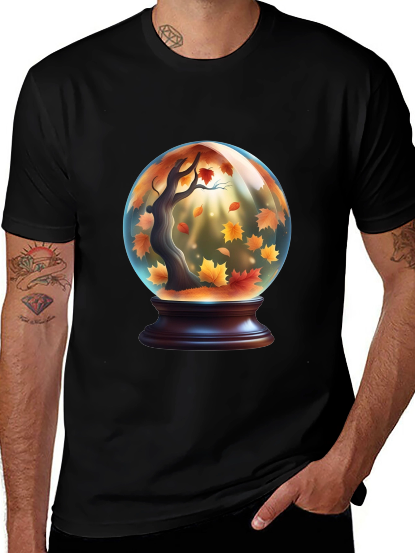 Variant 6 of Autumn Tree Snow Globe Graphic Tee