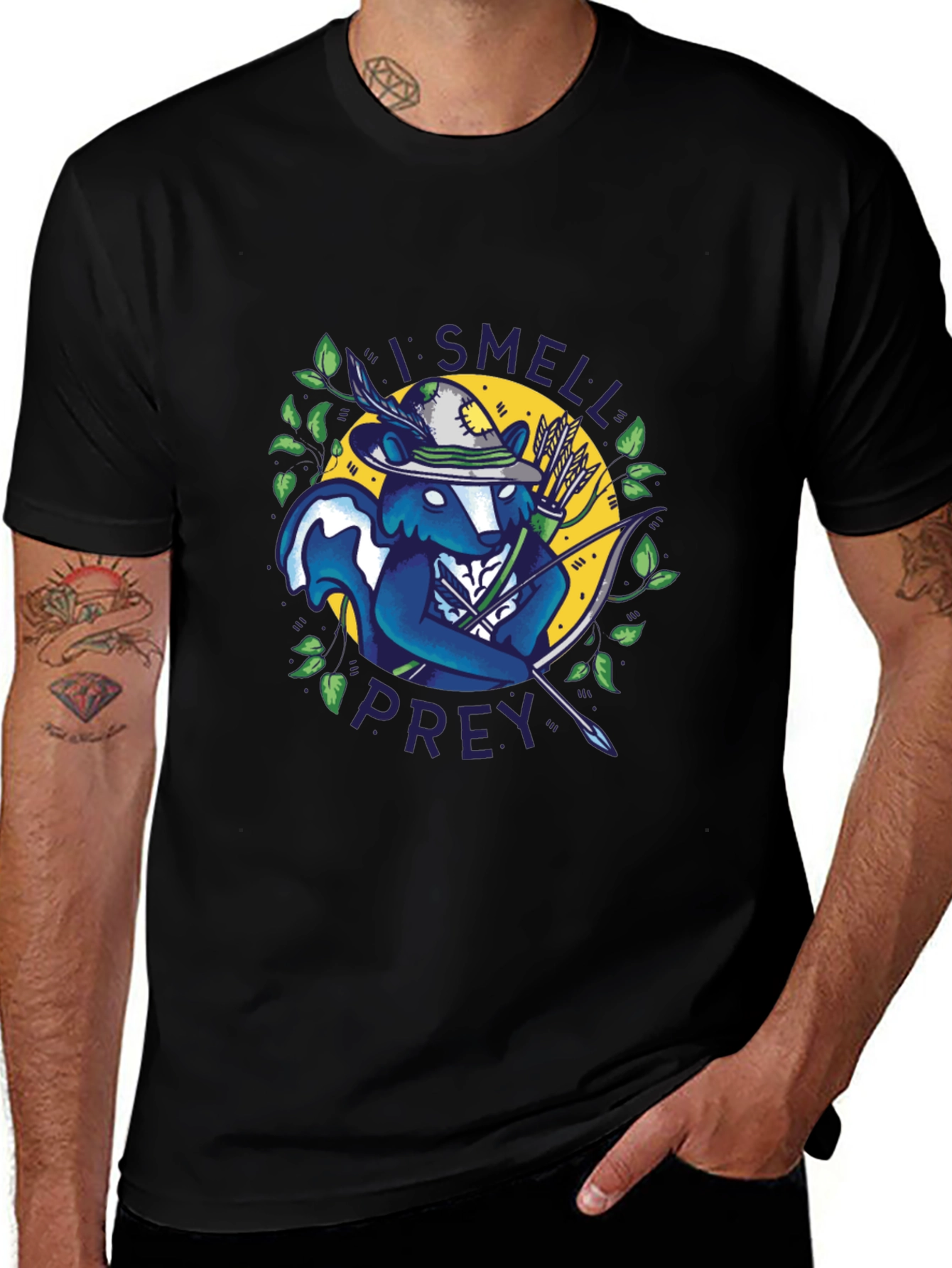 Variant 6 of Hunter Skunk Graphic Tee - "I Smell Prey" Black T-Shirt