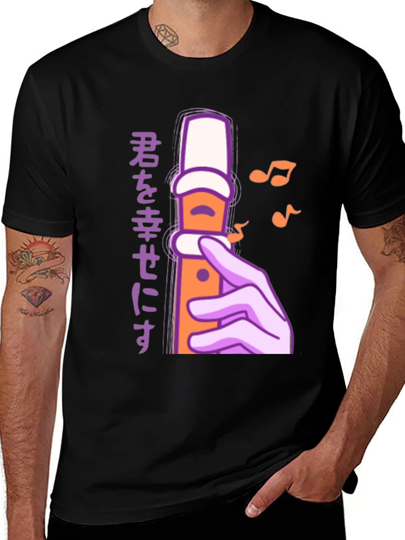 Variant 10 of Anime Music Tee - Comfort Cotton Black T-Shirt