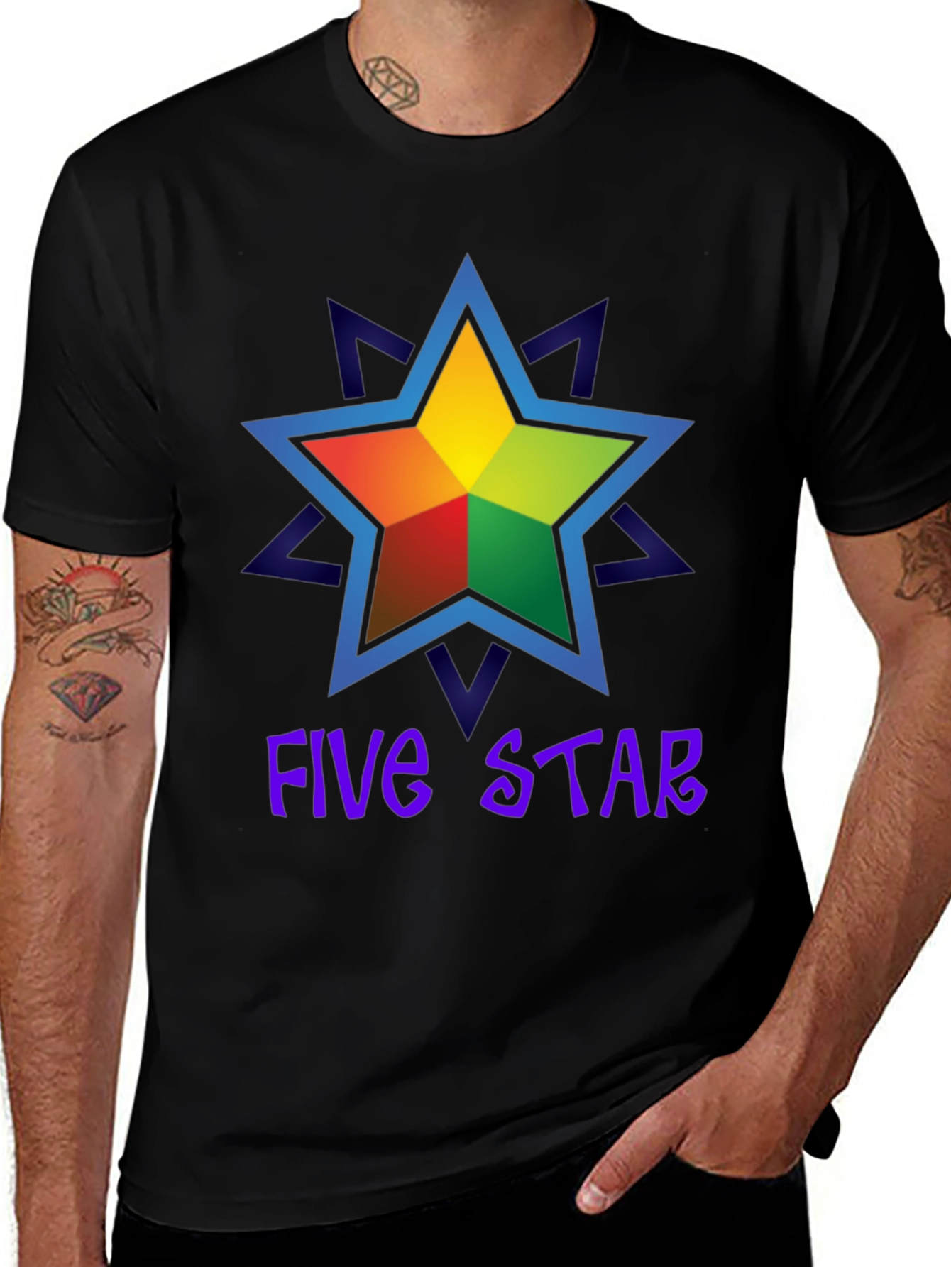 Variant 20 of Five Star Graphic Tee - Colorful Star Design