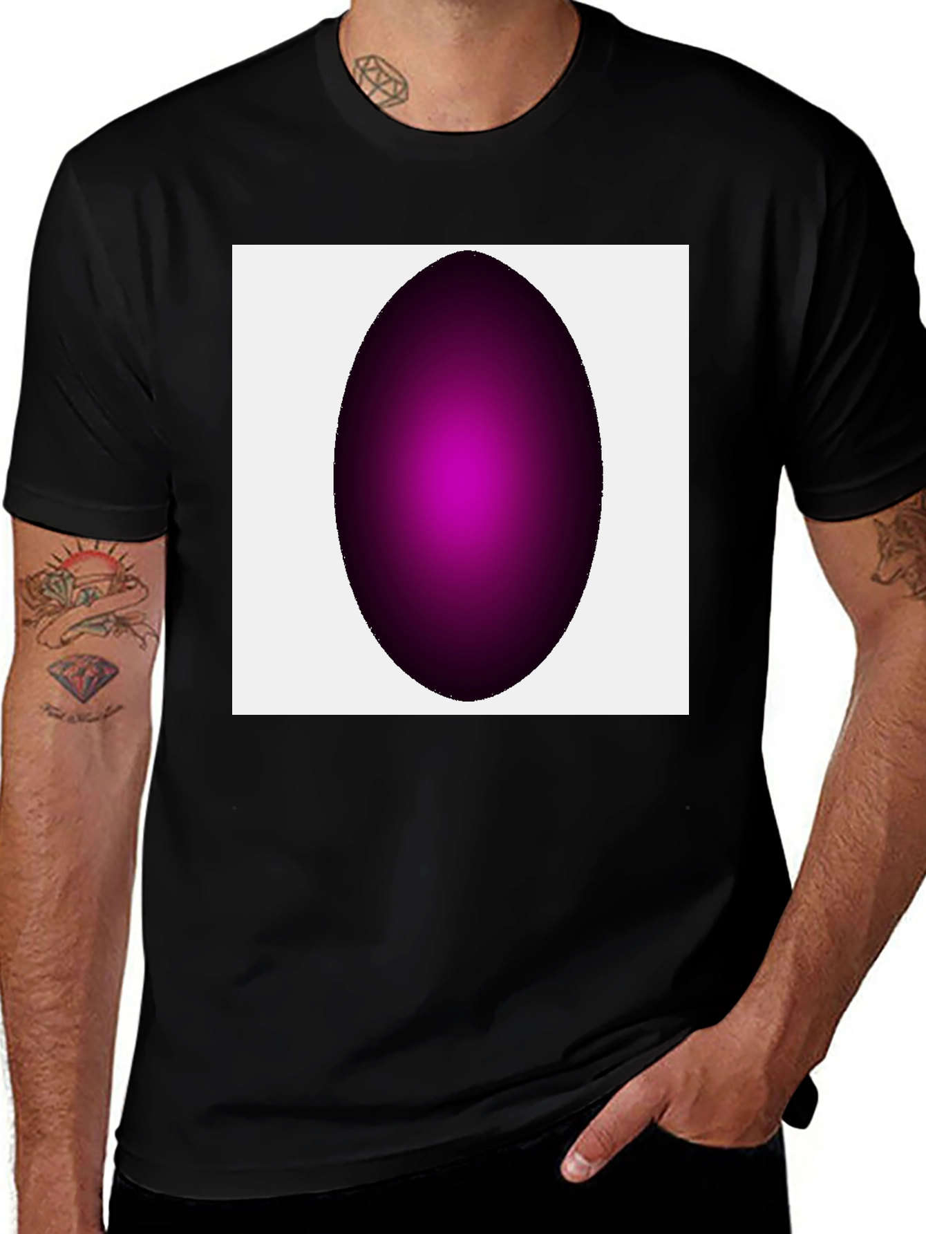 Modern Black T-Shirt with Abstract Oval Design