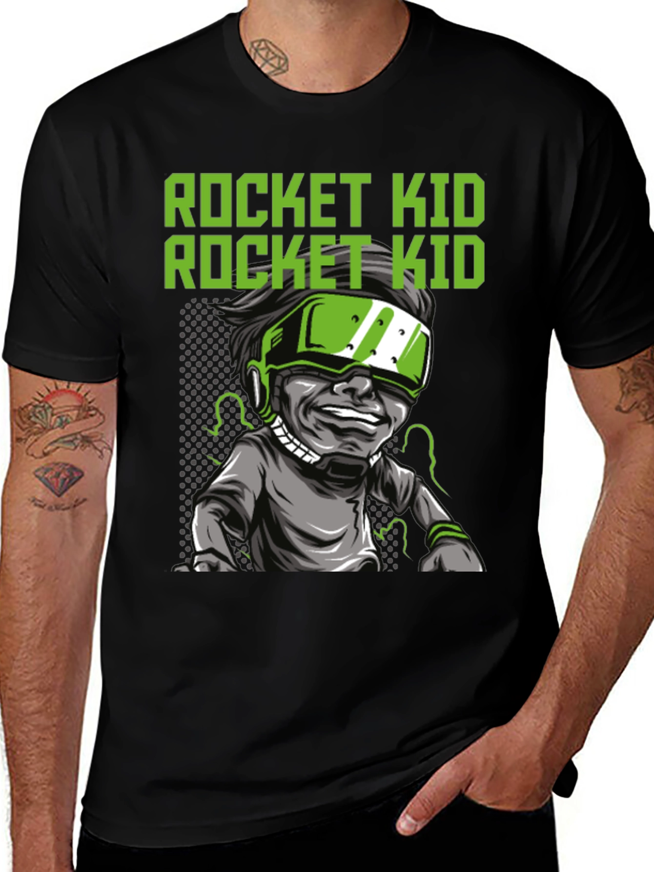 Variant 10 of Rocket Kid Graphic Print Black T-Shirt