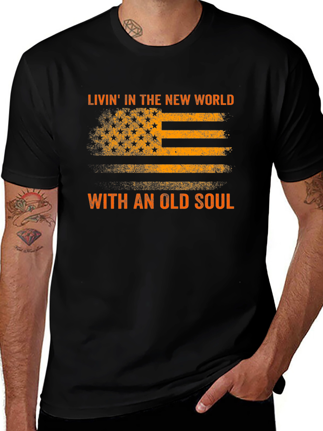 Variant 17 of Old Soul USA Flag Graphic T-Shirt