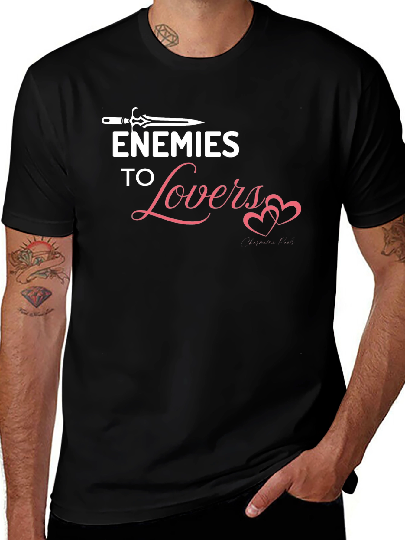Variant 11 of Enemies to Lovers Graphic Tee - Black Cotton T-Shirt