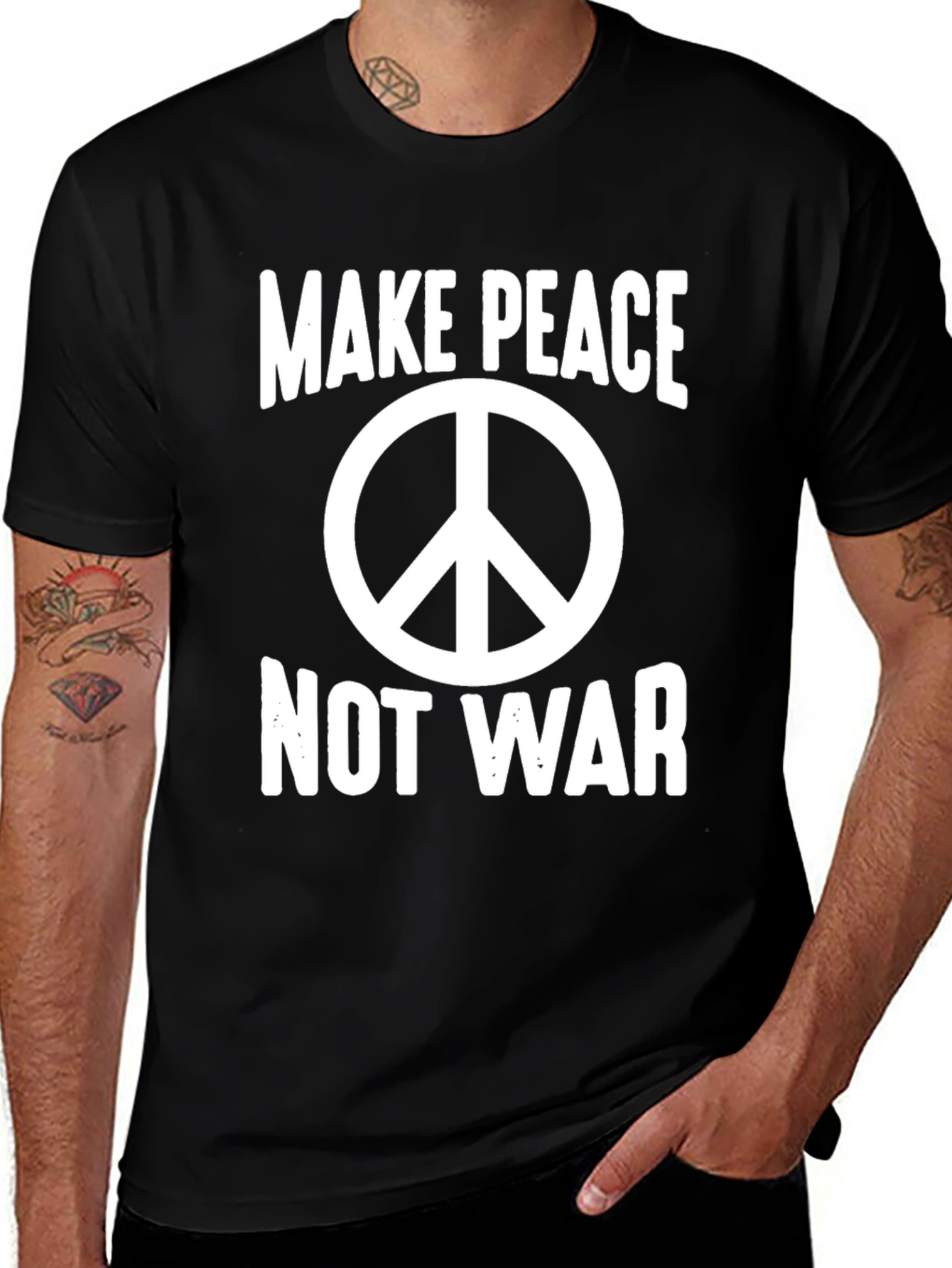 Black Make Peace Not War Graphic T-Shirt - Black main image