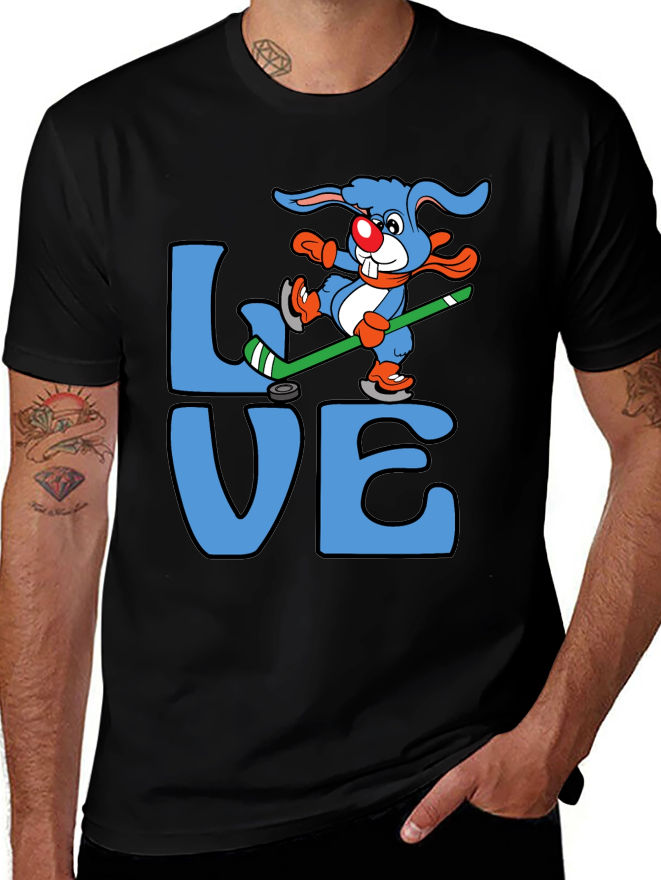 Variant 10 of Love Hockey Rabbit Graphic T-Shirt