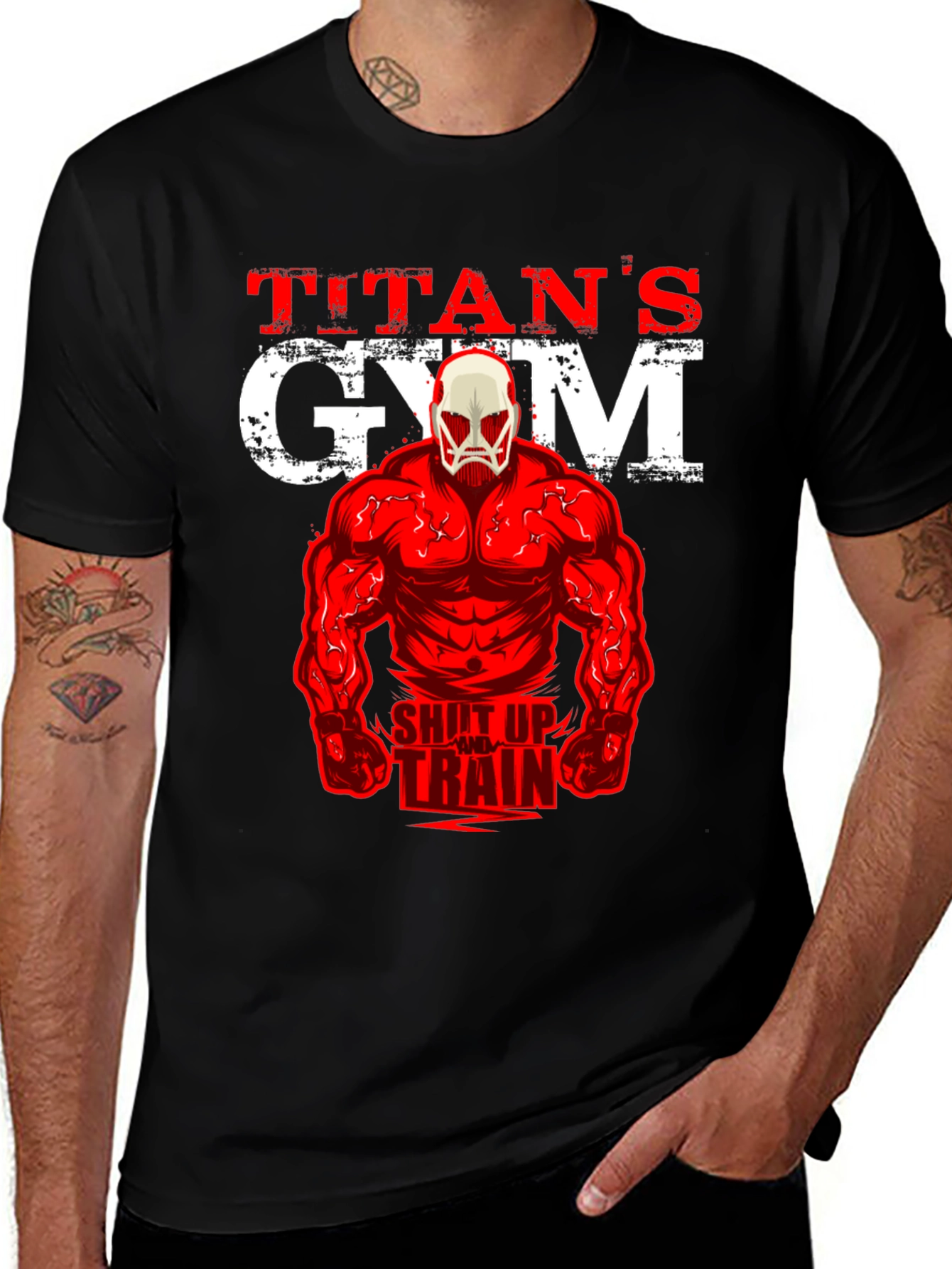 Titan's Gym Black T-Shirt - Shut Up and Train!