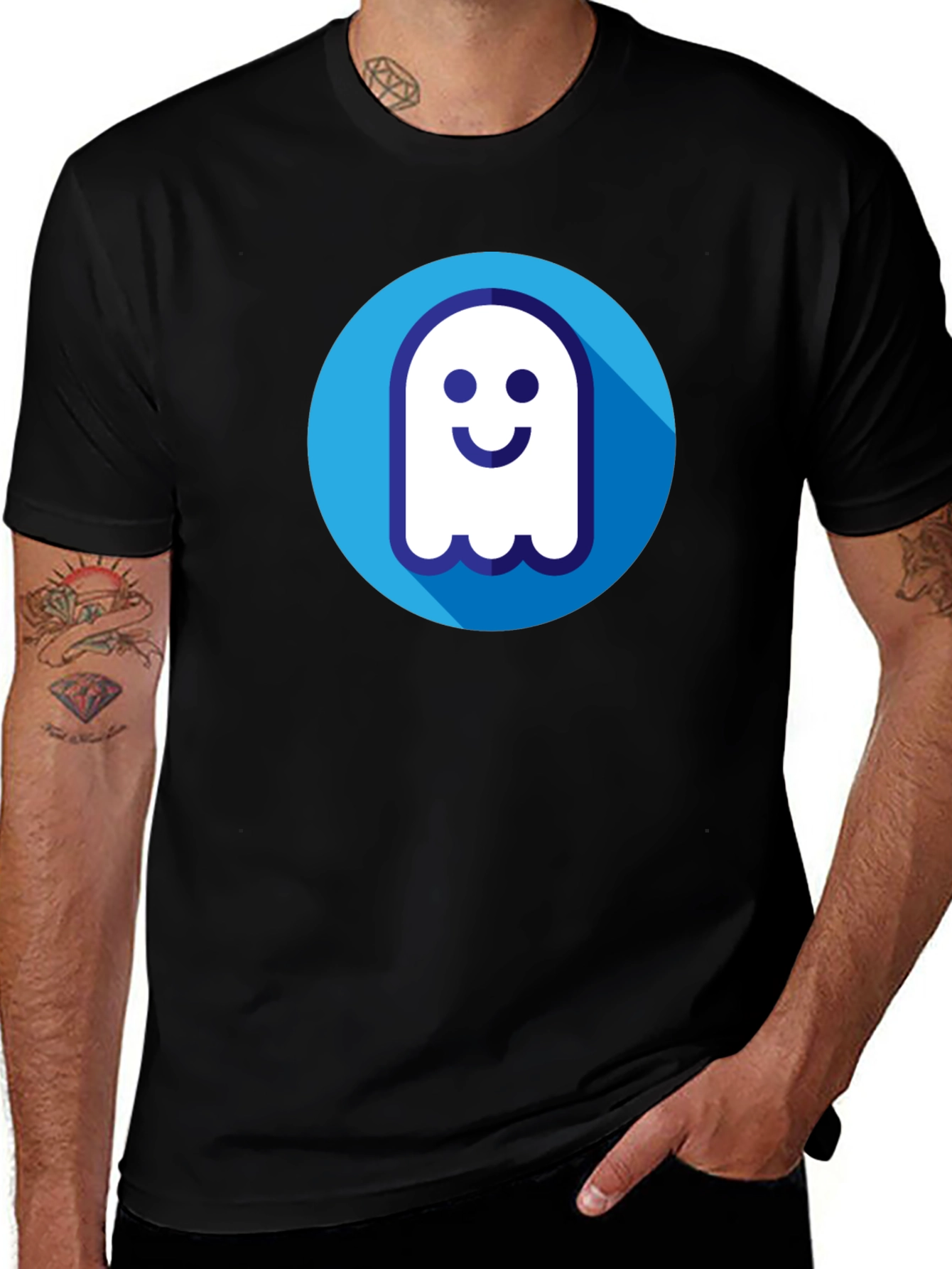 Variant 12 of Ghost Graphic Black T-Shirt - Spooky Fun!