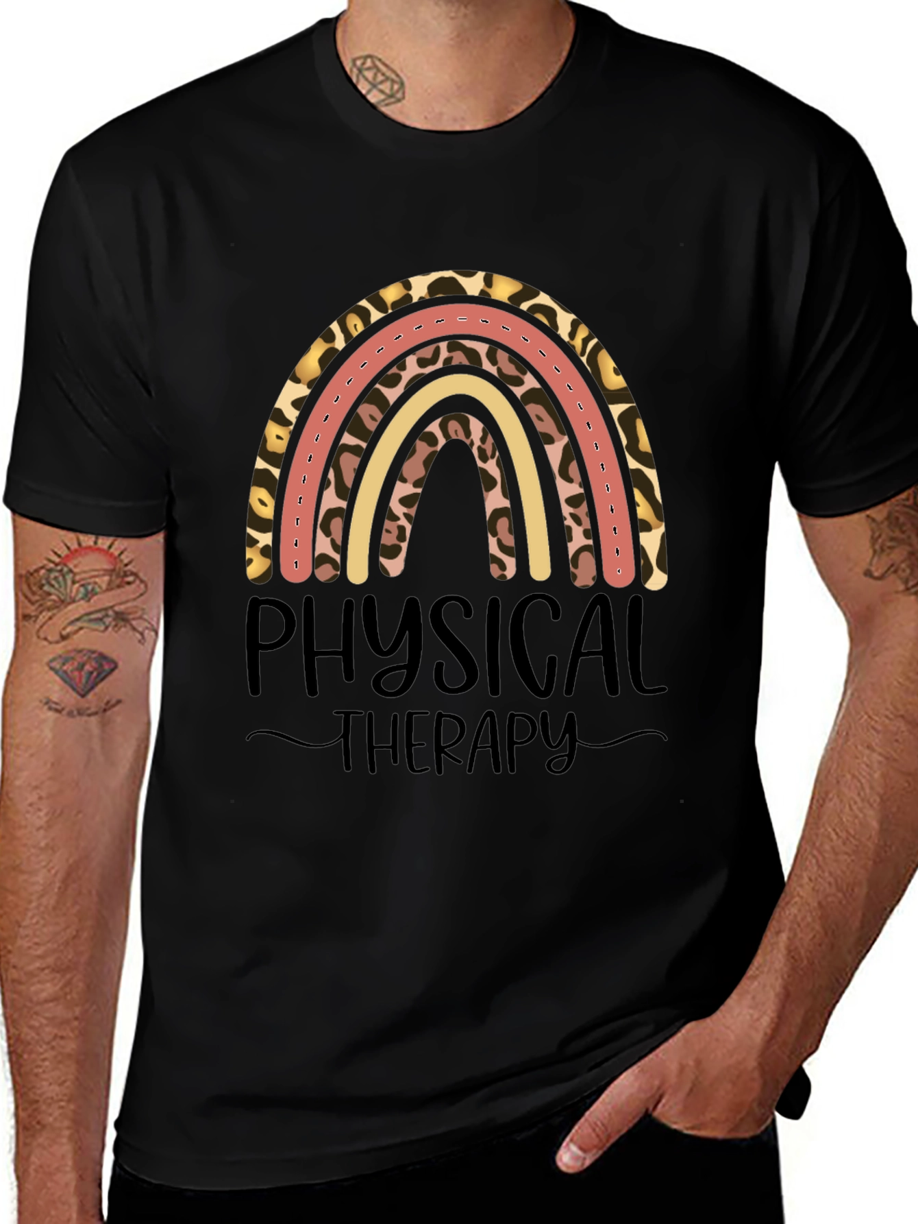 Variant 11 of Physical Therapy Leopard Rainbow Graphic Tee