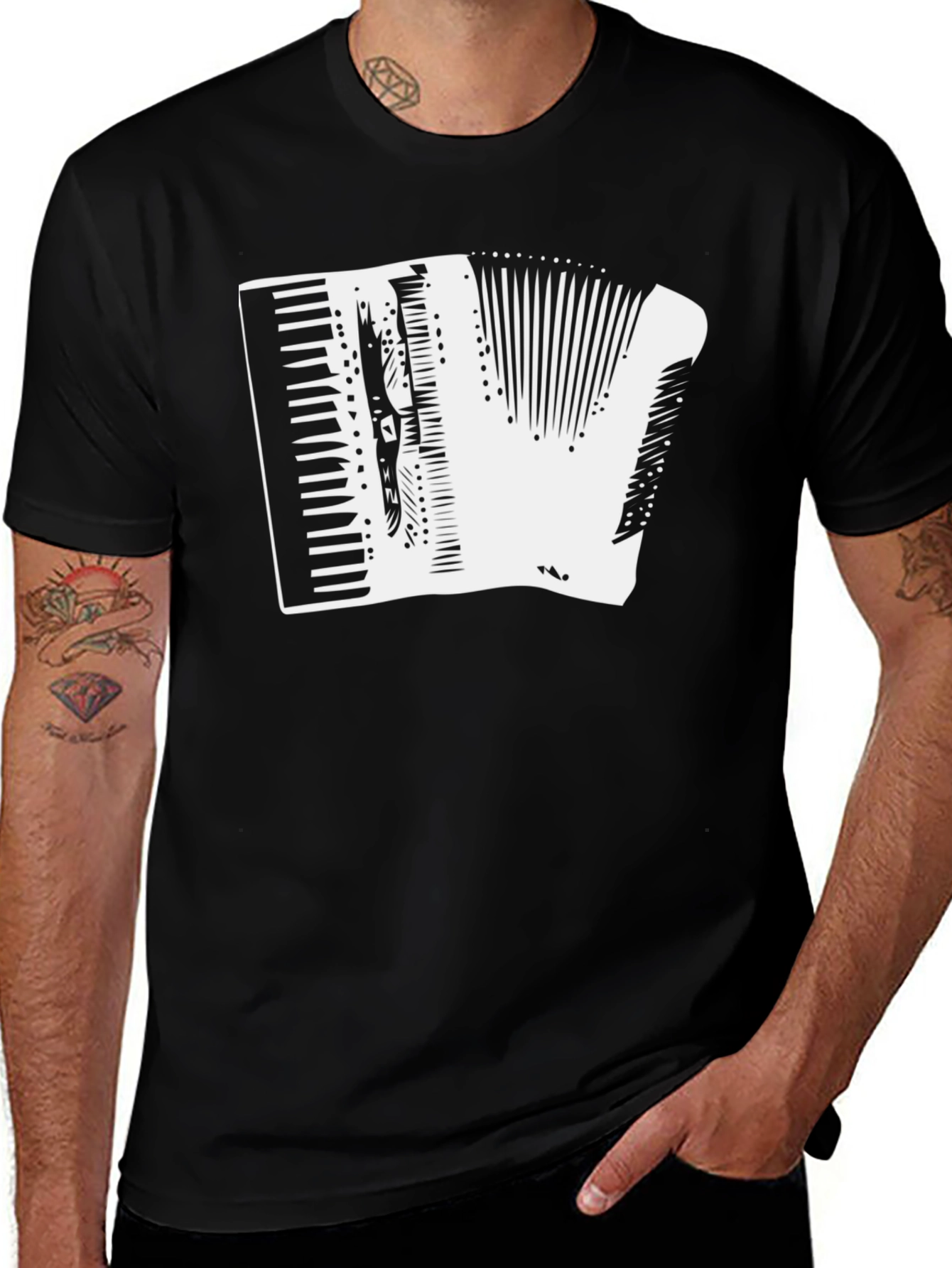 Variant 11 of Accordion Graphic Tee - Black Cotton T-Shirt