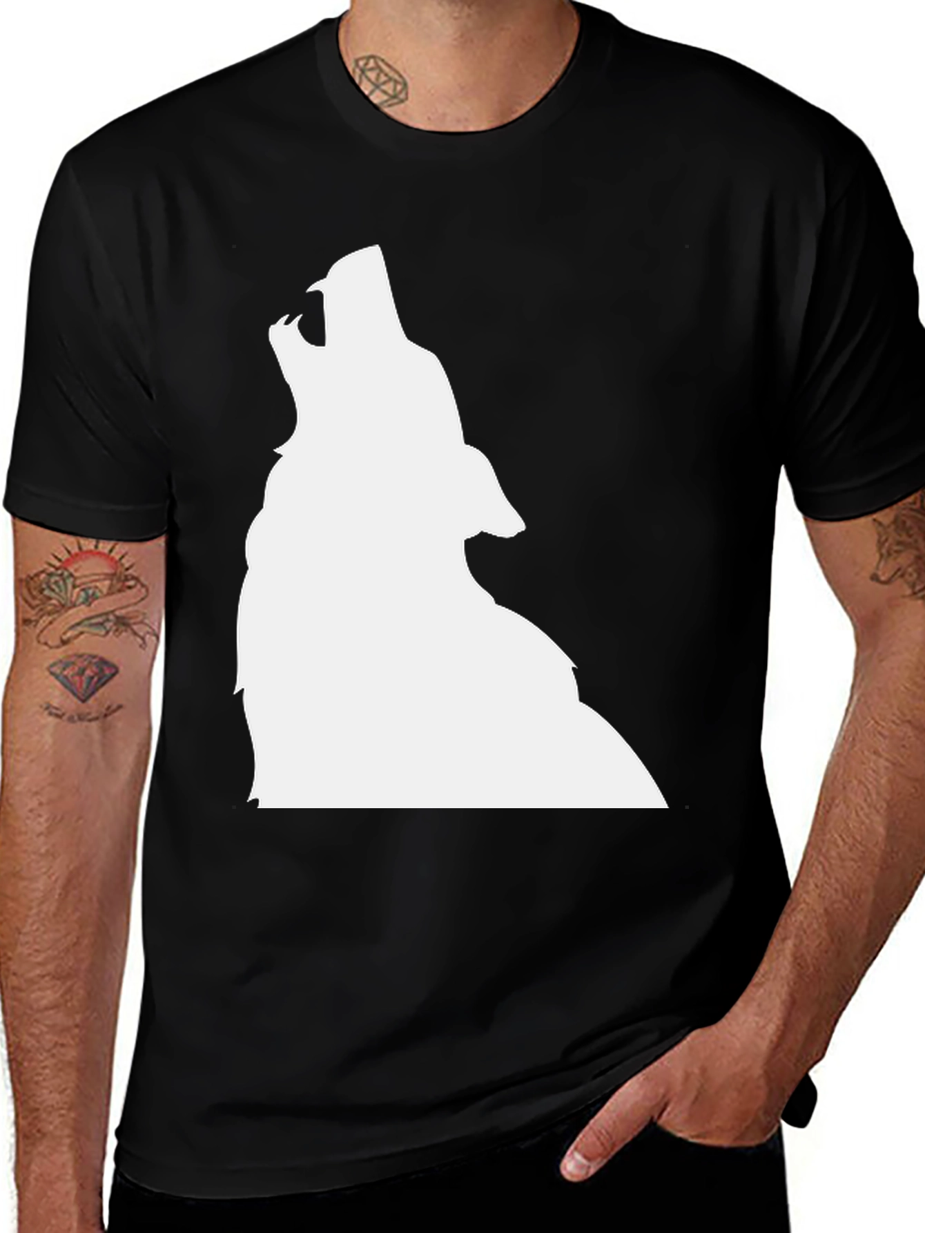 Variant 25 of Wolf Silhouette Graphic T-Shirt - Black