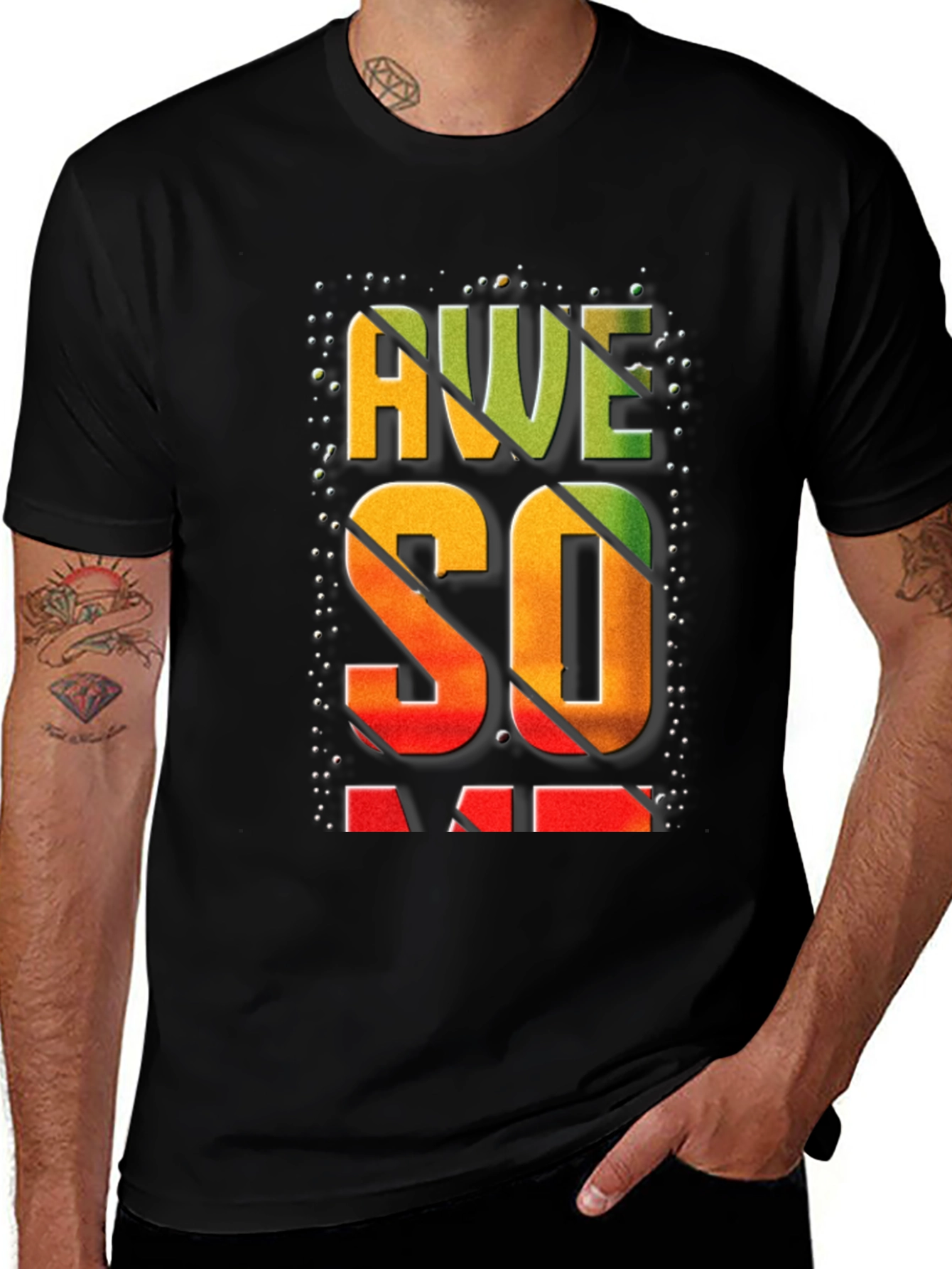 Variant 27 of Awesome Graphic Print Men's Black T-Shirt