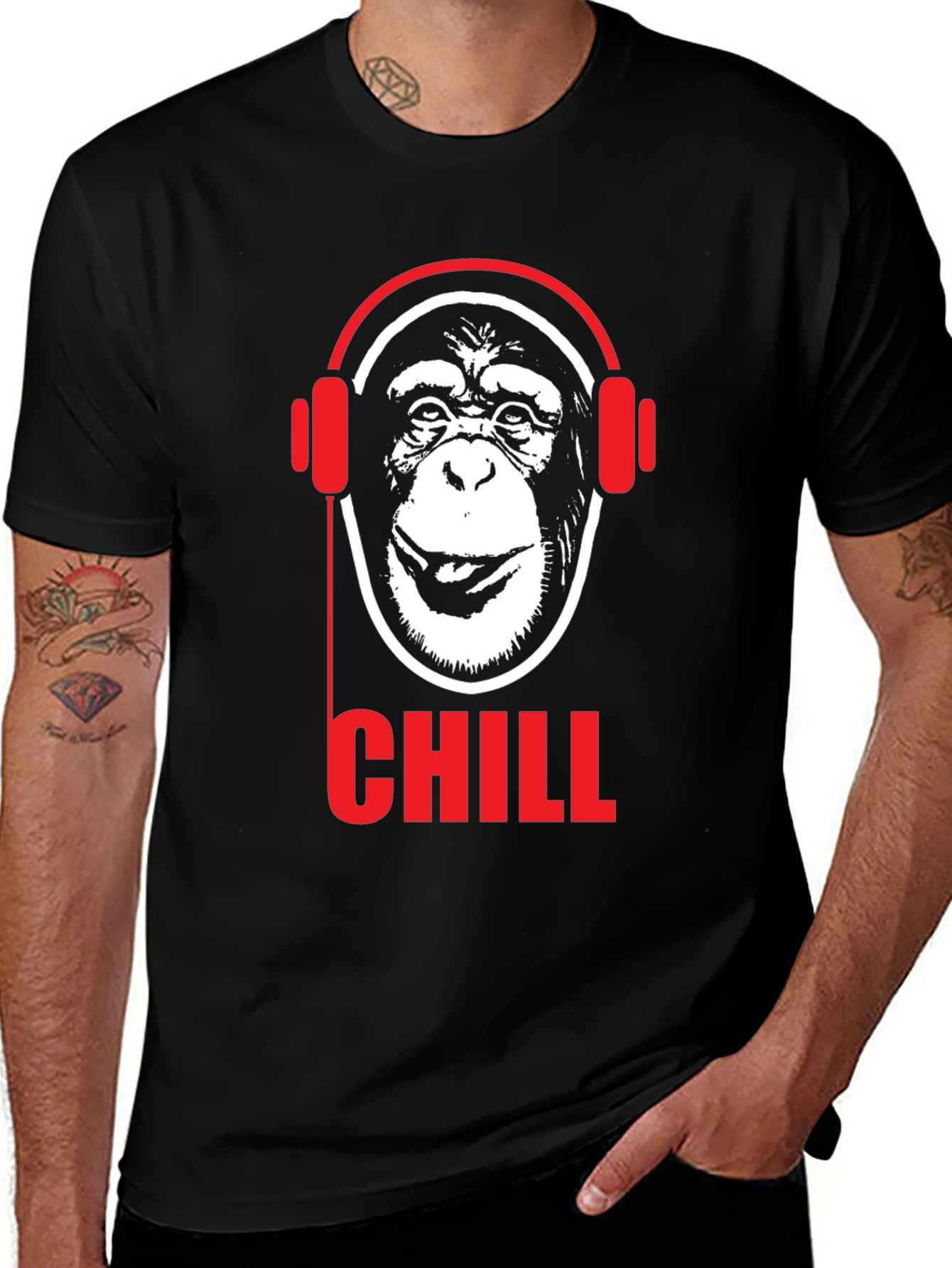 Variant 26 of Chill Monkey Graphic Tee - Red & Black